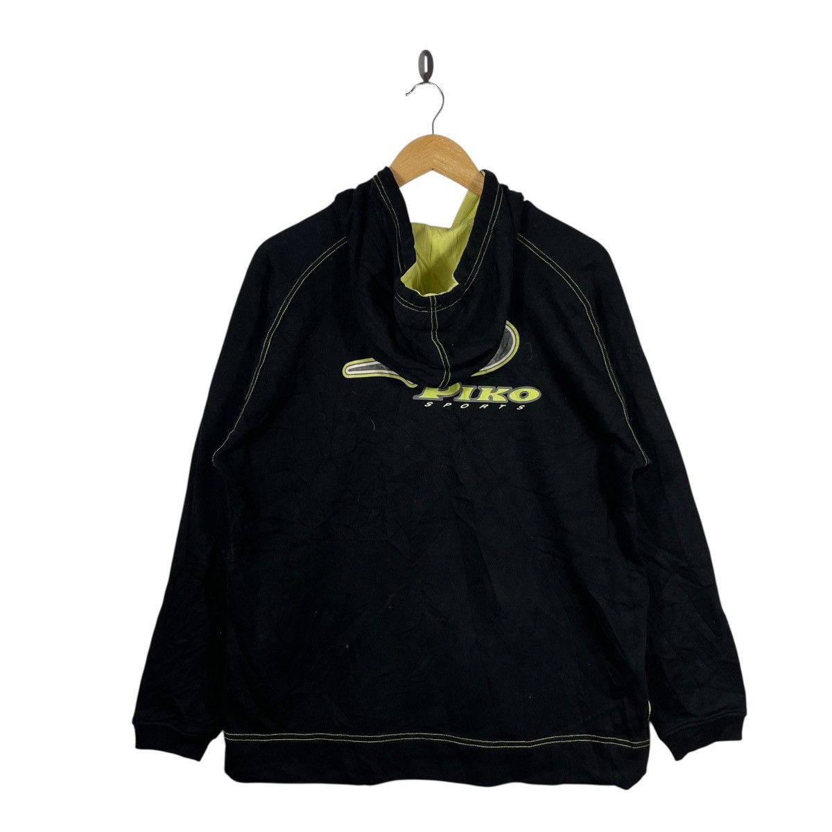 Vintage Piko Sports Full Zip Hoodie Black Lime Contrast Stitch Big Size US M / EU 48-50 / 2 - 4 Thumbnail