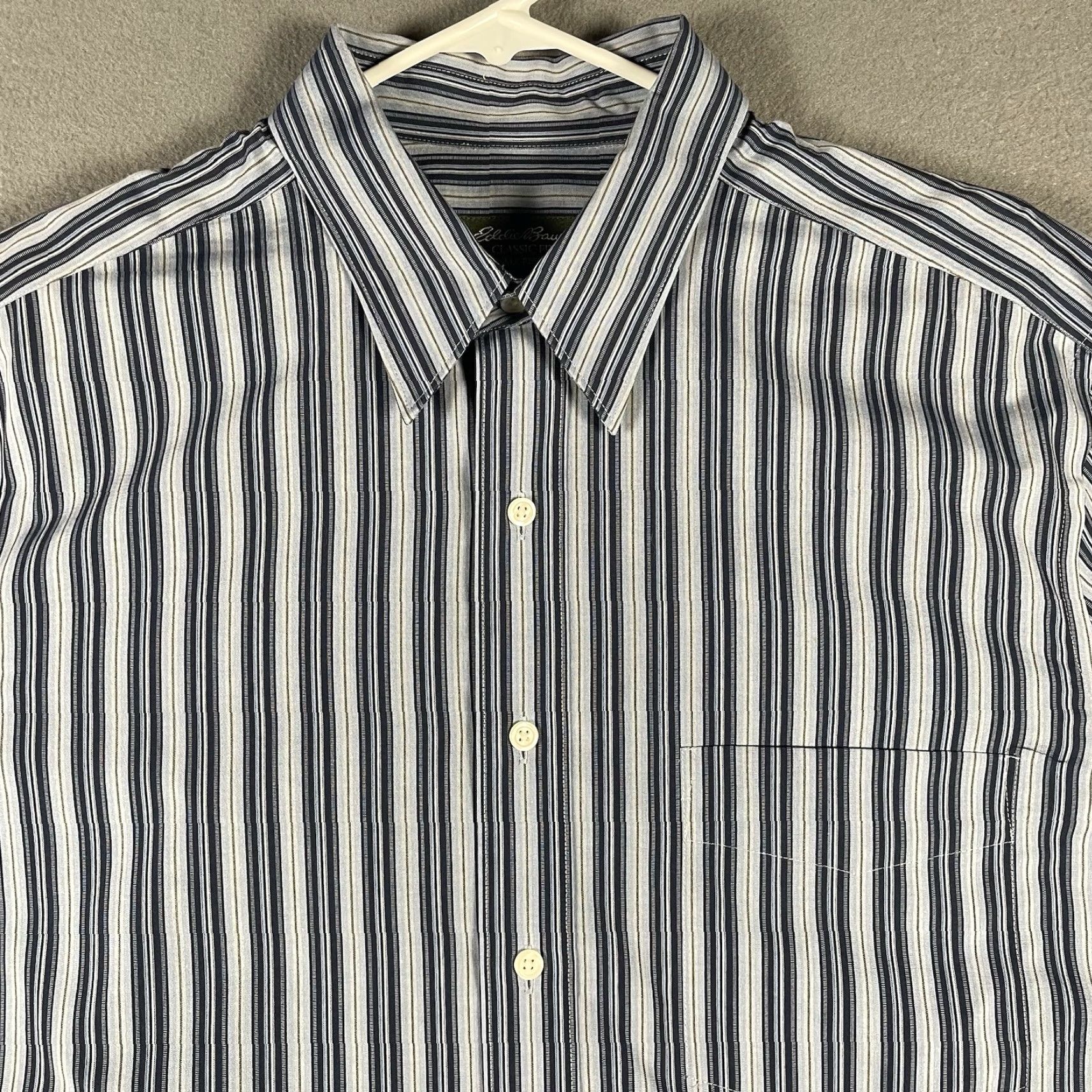 Eddie Bauer Eddie Bauer Mens Dress Shirt Long Sleeve Button-Down Stripe LT Blue Gray Multi-Color Size US L / EU 52-54 / 3 - 2 Thumbnail