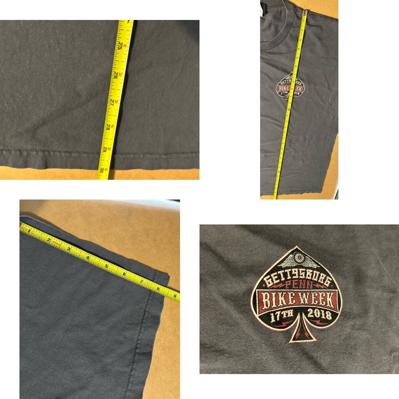 Doublet Gettysburg 17th Bike Week 2018 Shirt Men 2XL Gray Short Sleeve Double Sided Biker Motorcycle Atom Graphic Print Hot Leathers Size US XXL / EU 58 / 5 - 10 Thumbnail