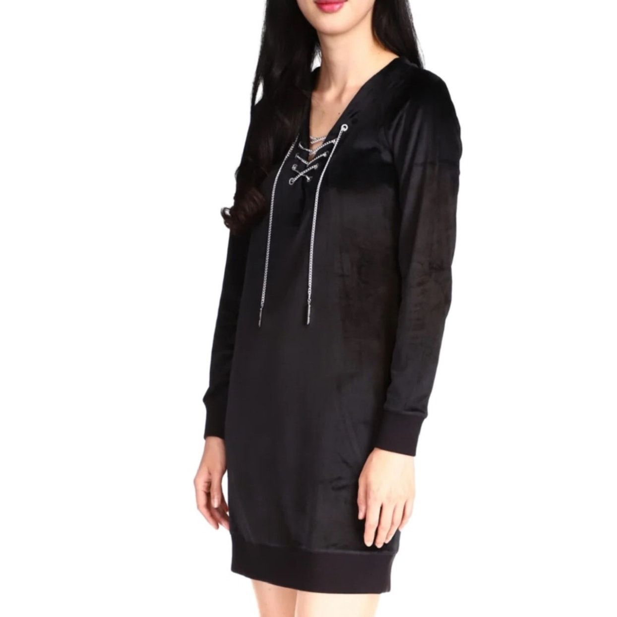 michael kors chain lace up dress Michael Kors Collection Garza Crepe Maxi Dress with Chain Lace-Up Detail