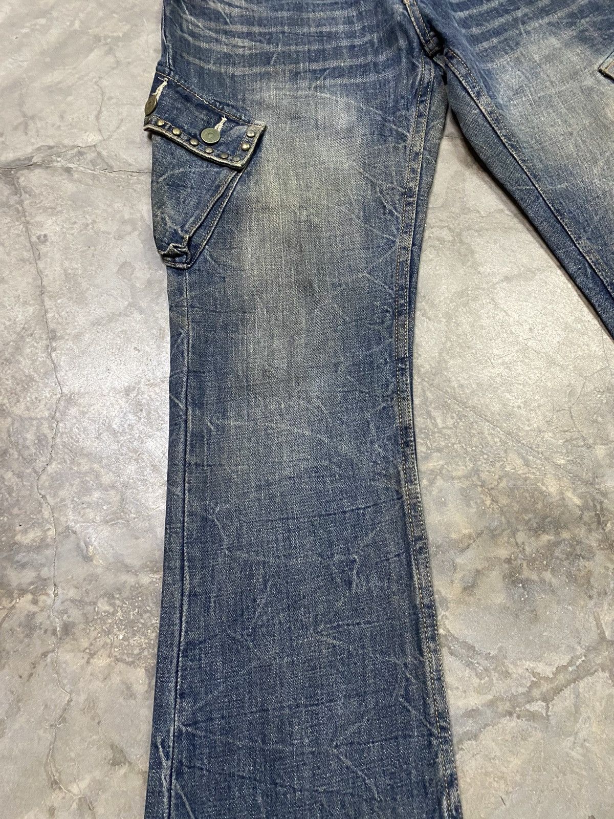 Hysteric Glamour × If Six Was Nine × Tornado Mart Flare Jeans Japanese Coat of Arms Mud Rusty Cargo Jeans Size US 31 - 4 Thumbnail