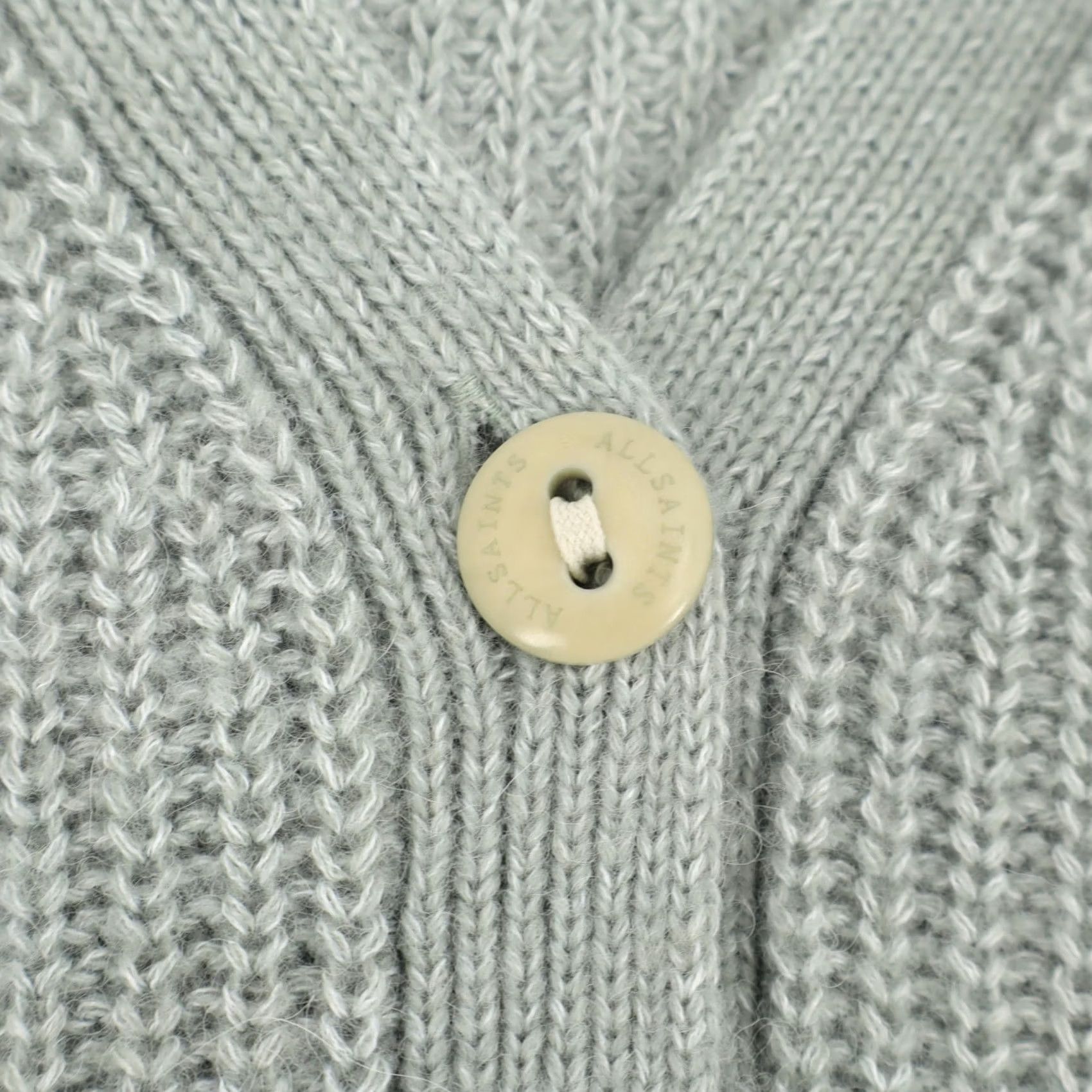 Allsaints AllSaints Cardigan Knit Wool/Alpaca Green Bay L Women's Open-Knit V-Neck Oversized Cardigan, Regular Fit, Fall/ Winter/ Spring, Green, Sweater, Size L Size L / US 10 / IT 46 - 4 Thumbnail