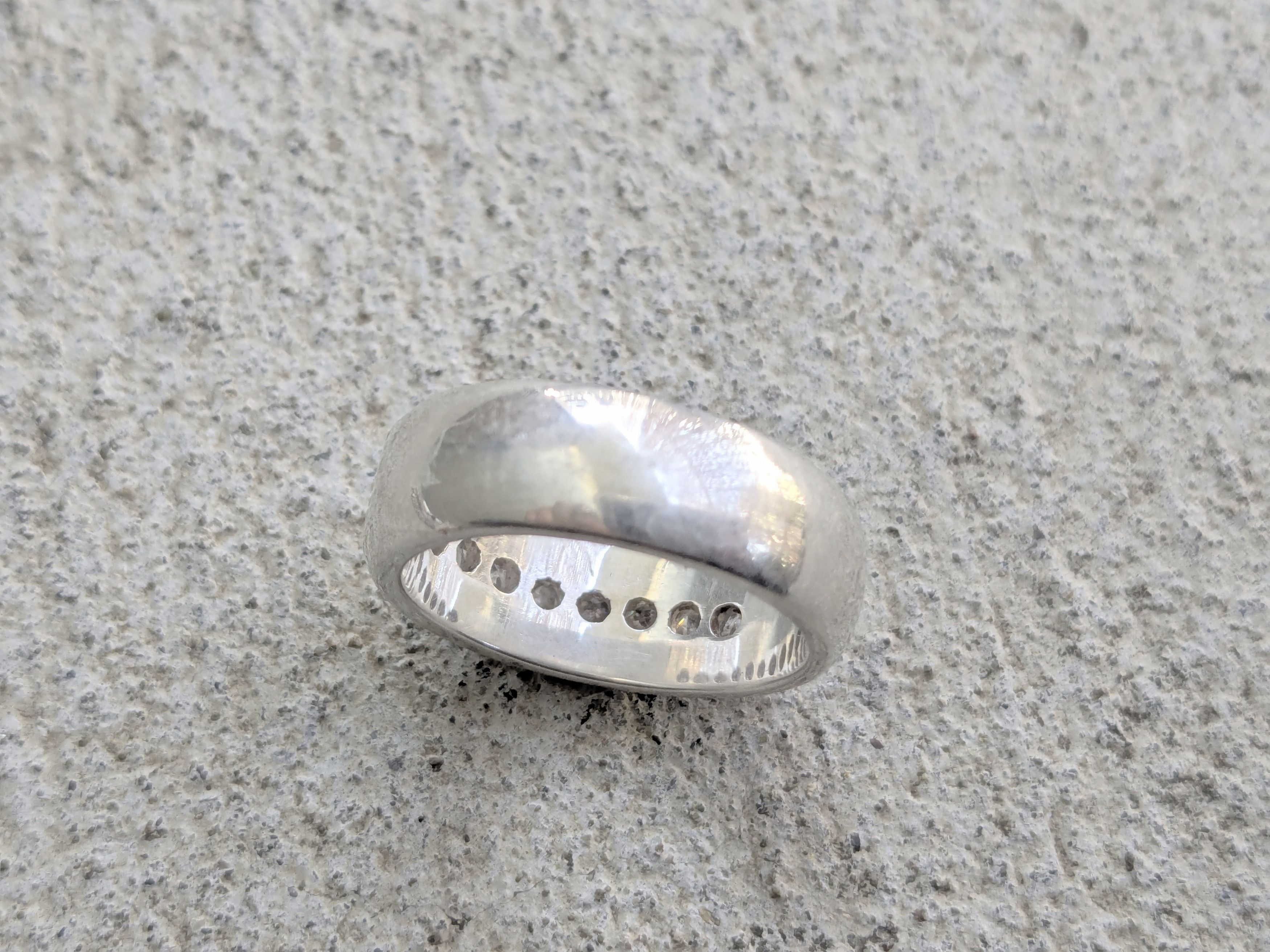 Jewelry Vintage Sterling Silver Ring CZ 9.75 Channel Wedding Band Size ONE SIZE - 9 Thumbnail