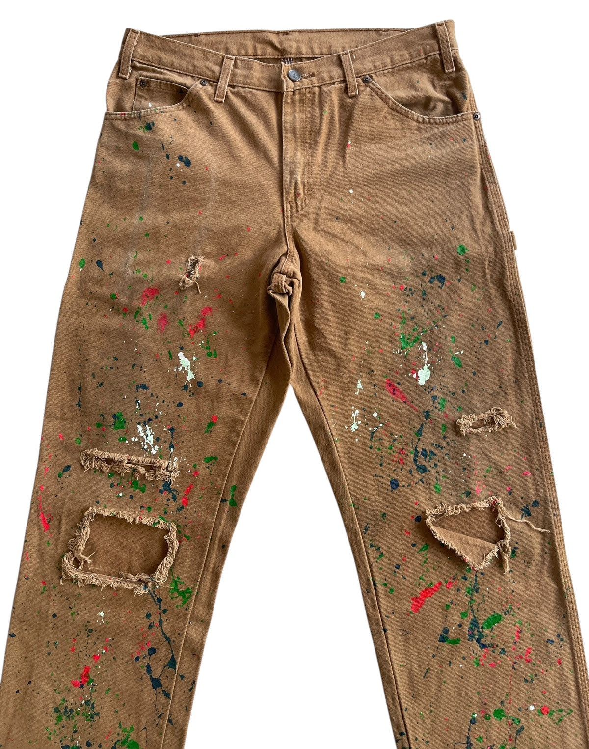 Vintage Dickies Paint Splatter Duck Fabric Distressed Carpenter Size US 33 - 5 Thumbnail