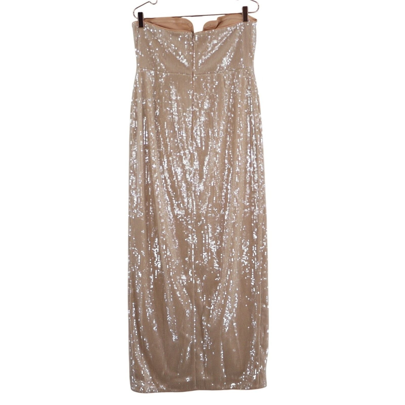 Self-Portrait Self Portrait Sequin Maxi Dress Womens 10 Beige Formal Dance Size L / US 10 / IT 46 - 3 Thumbnail