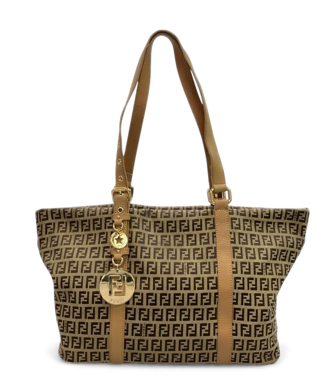 Fendi Fendi - Monogram Canvas Tote Bag with Leather Straps Size ONE SIZE - 7 Thumbnail