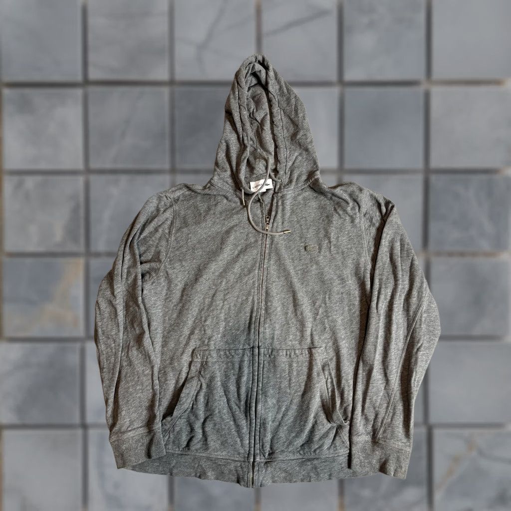 Lacoste Lacoste Hoodie Mens L Gray Full Zip Lightweight Jersey Croc Logo Sweatshirt Size US L / EU 52-54 / 3 - 1 Thumbnail