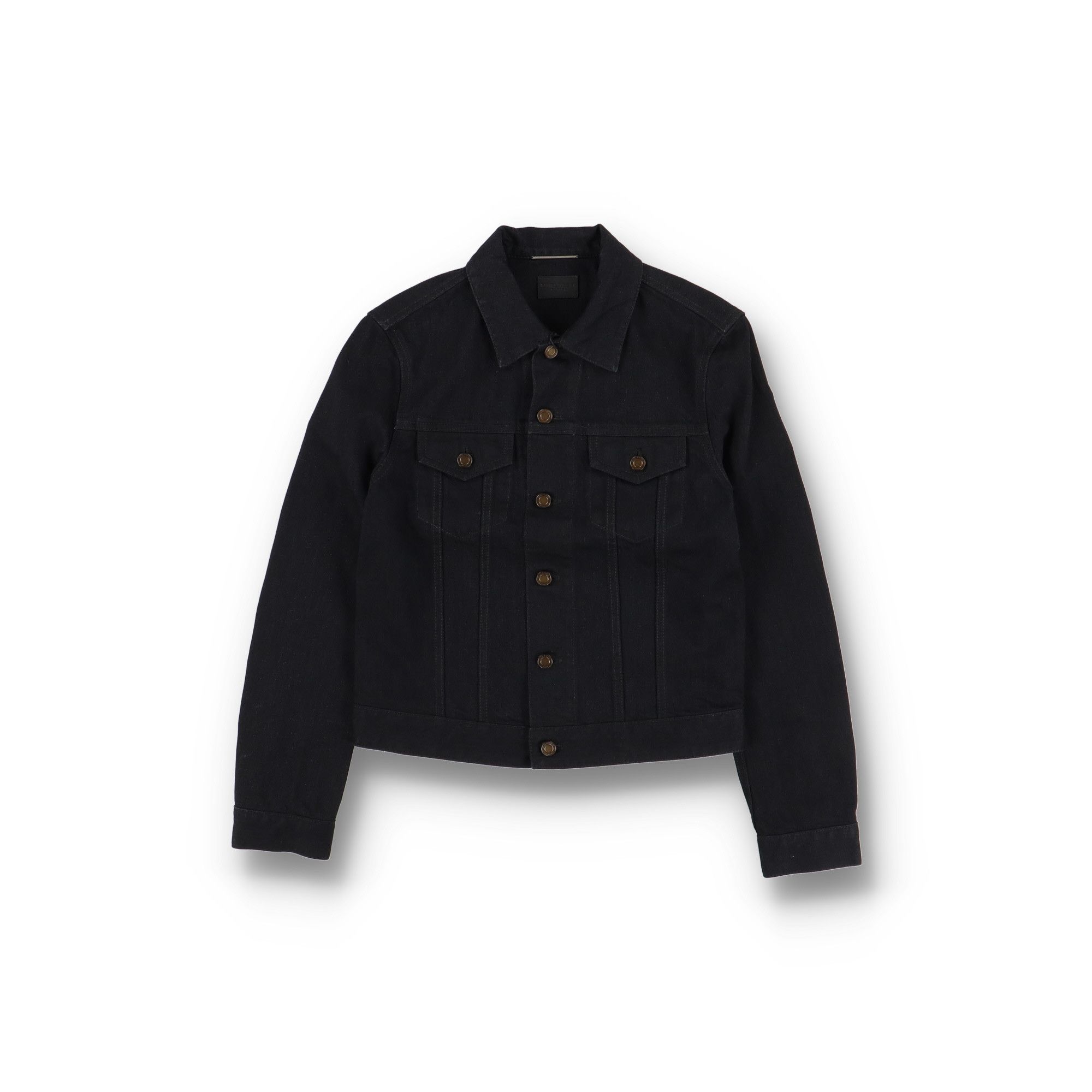 Saint Laurent Paris Black Classic Fitted Denim Trucker Jacket Size US L / EU 52-54 / 3 - 1 Thumbnail