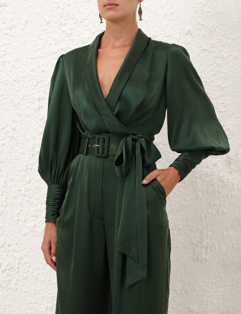 Zimmermann oc11z0226 Silk Wrap Top In Forest Green Size S / US 4 / IT 40 - 2 Thumbnail