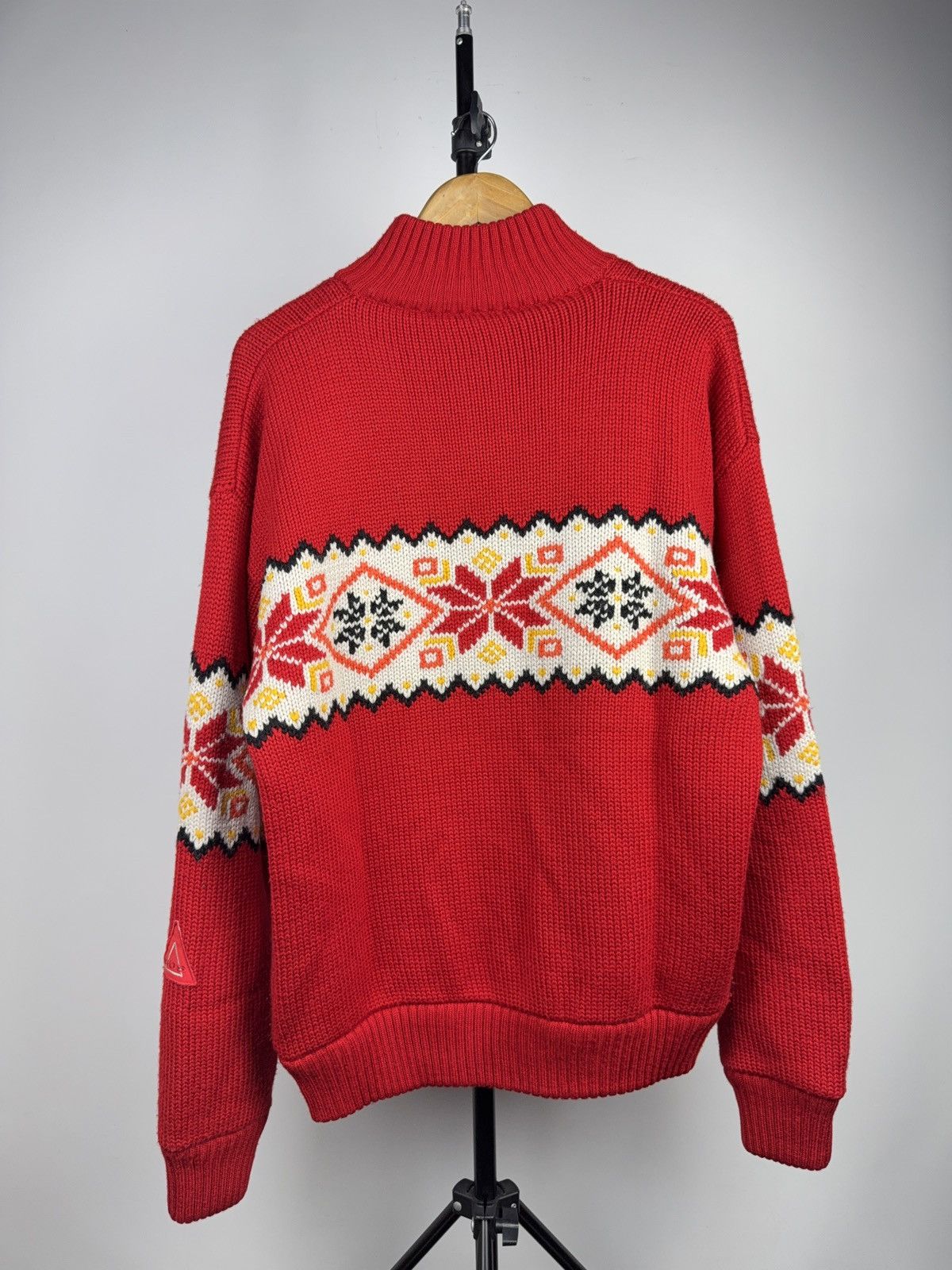 Vintage 00s Retro Rescue SOS Nordic Wool Zip Ski Sweater Red Size US XL / EU 56 / 4 - 11 Thumbnail