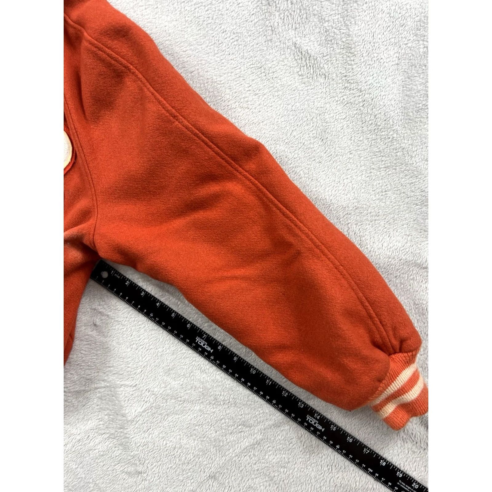 Vintage VTG Howe Athletic Apparel Varsity Jacket Orange L Wool Satin Button Snap Band Collar Men College School Varsity Jacket Size US L / EU 52-54 / 3 - 7 Thumbnail