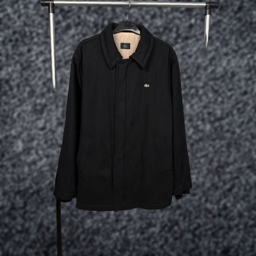 Lacoste Lacoste Vintage Mens Wool Coat Jacket XL Black Logo Jacket Size US XL / EU 56 / 4 - 1 Thumbnail