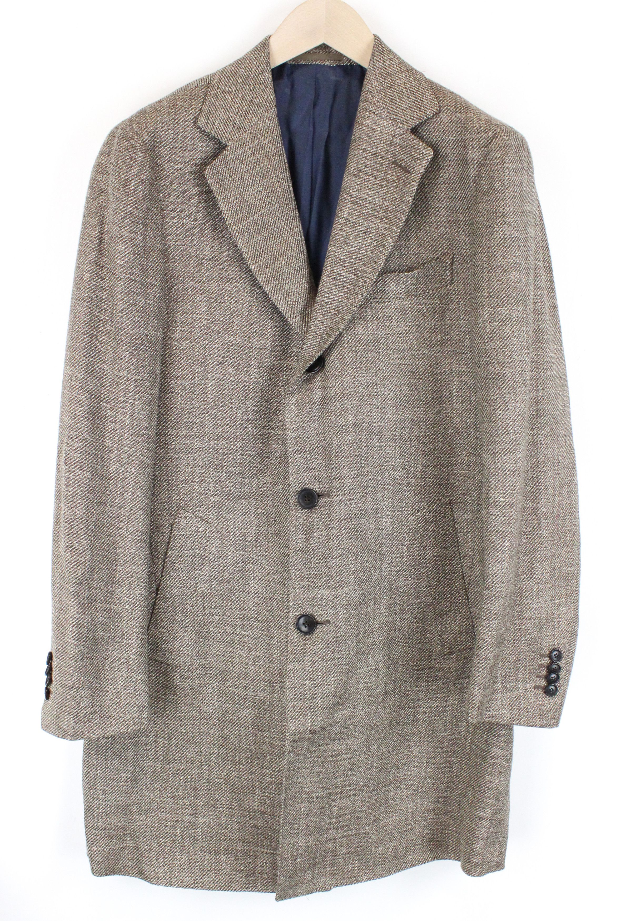 image of Suitsupply Vicenza Uk38R Brown Wool Silk Linen Lined Coat 60212, Men's (Size Medium)