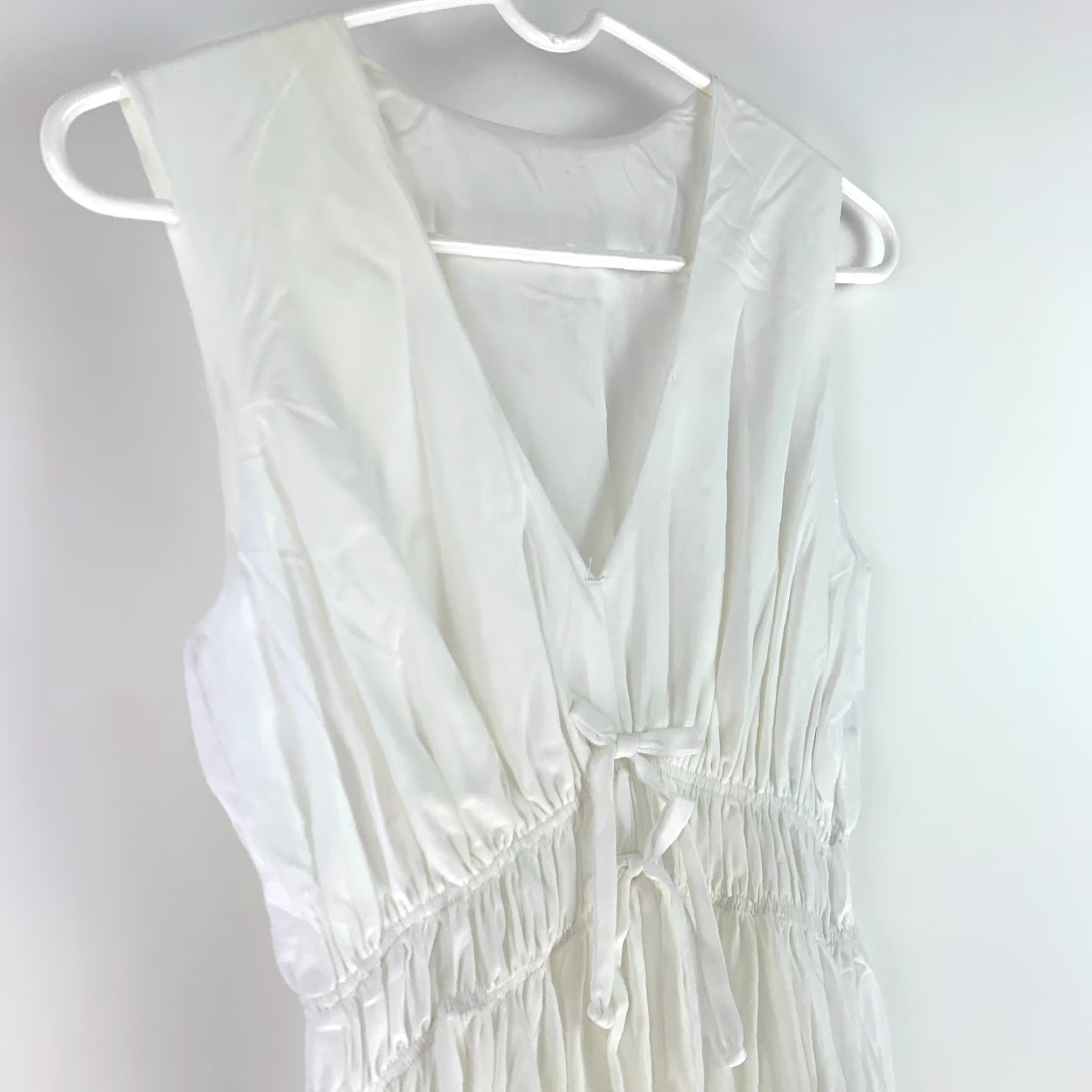 Vintage VINTAGE Miss Elaine Union Made Goddess White Nylon Sheer Slip Nightgown Large Size ONE SIZE - 2 Thumbnail
