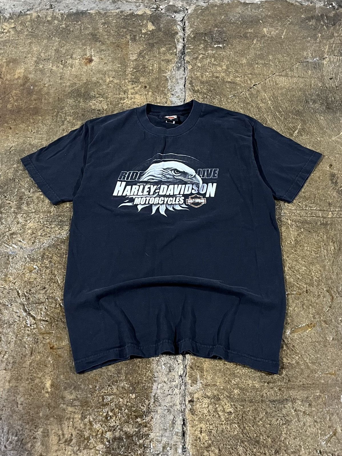 Harley Davidson × Vintage Crazy Vintage Harley Davidson Eagle Grunge Biker Tee Shirt Size US L / EU 52-54 / 3 - 1 Thumbnail