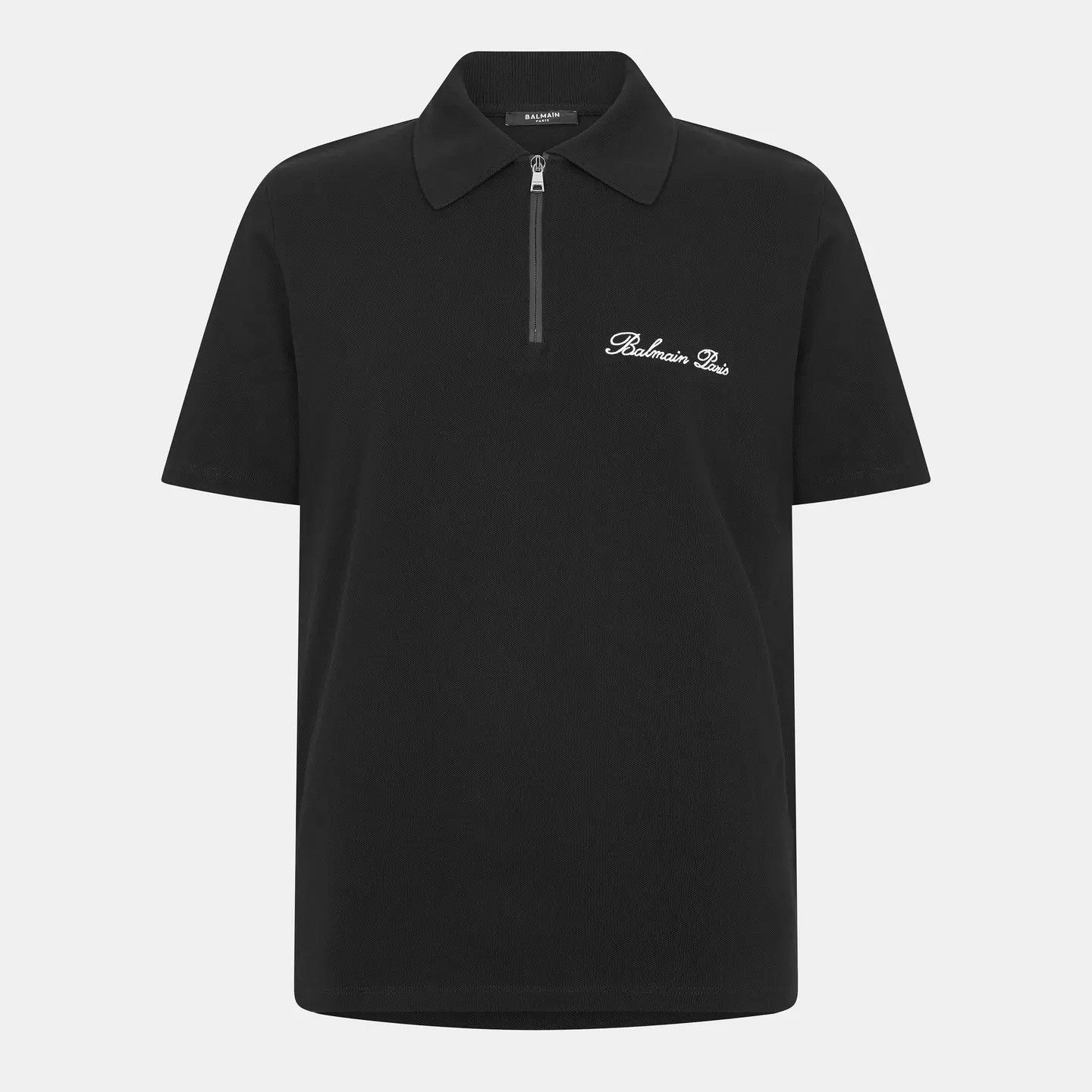 Balmain o1g2r1mq0426 Signature Short Sleeve Polo Shirt in Black Size US L / EU 52-54 / 3 - 1 Thumbnail