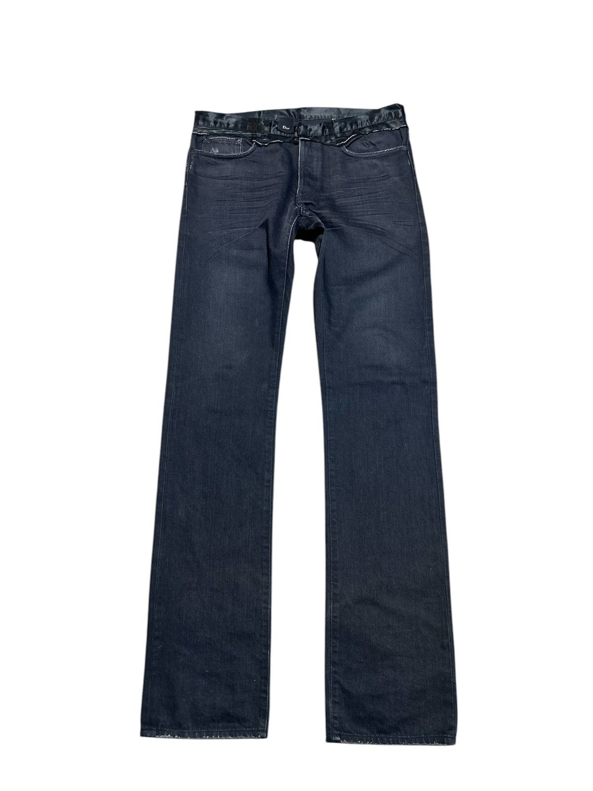 Dior × Hedi Slimane Dior Homme Black Satin Cummerbund Jeans sz 26