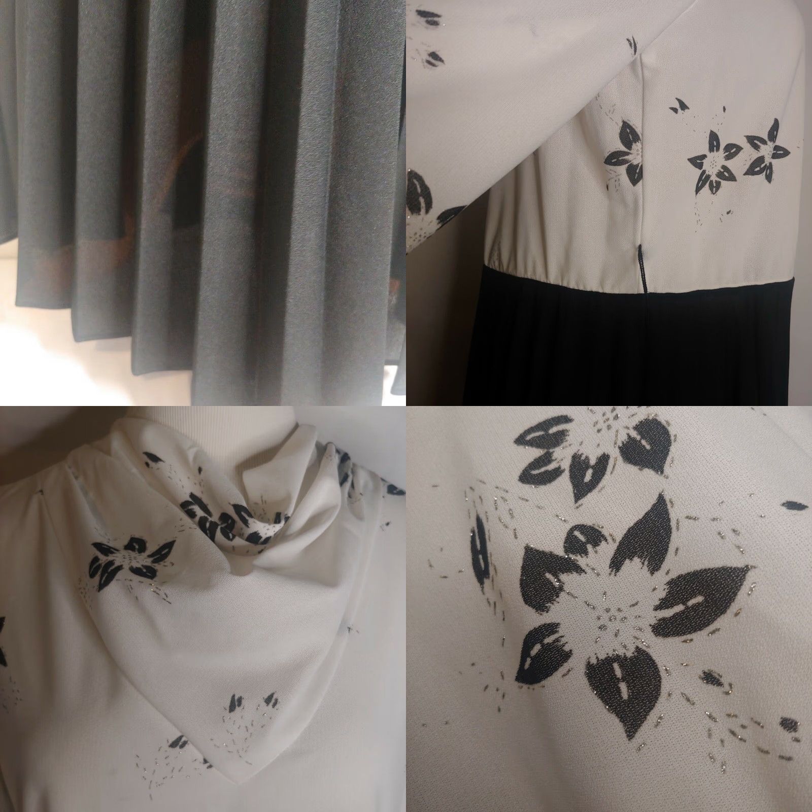 Vintage VINTAGE Cathy Sue Dress Large Floral Long Sleeve Knee Length 1970s Pleated Zip Back Zipper Sheer Stretch Polyester Women Size L / US 10 / IT 46 - 8 Thumbnail