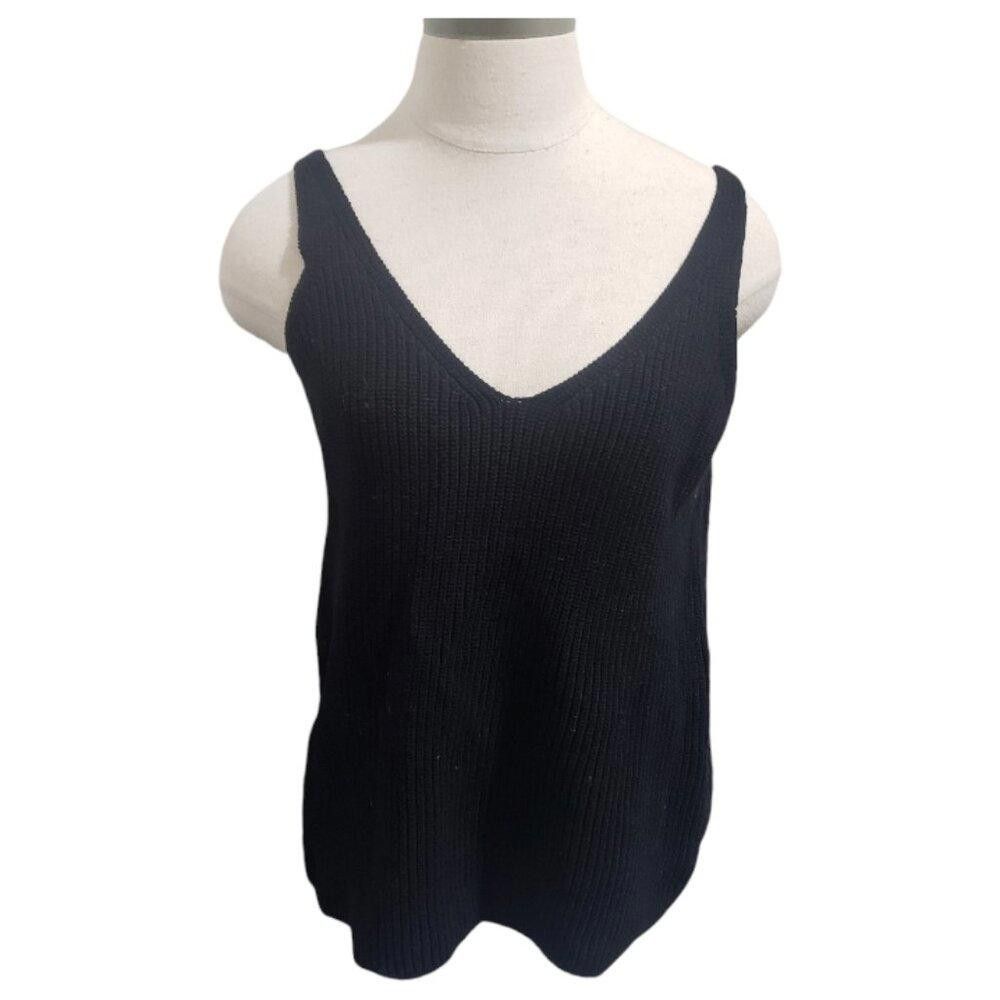 Designer CT1912 The Drop Ribbed Black Sweater Tank S Size S / US 4 / IT 40 - 1 Thumbnail