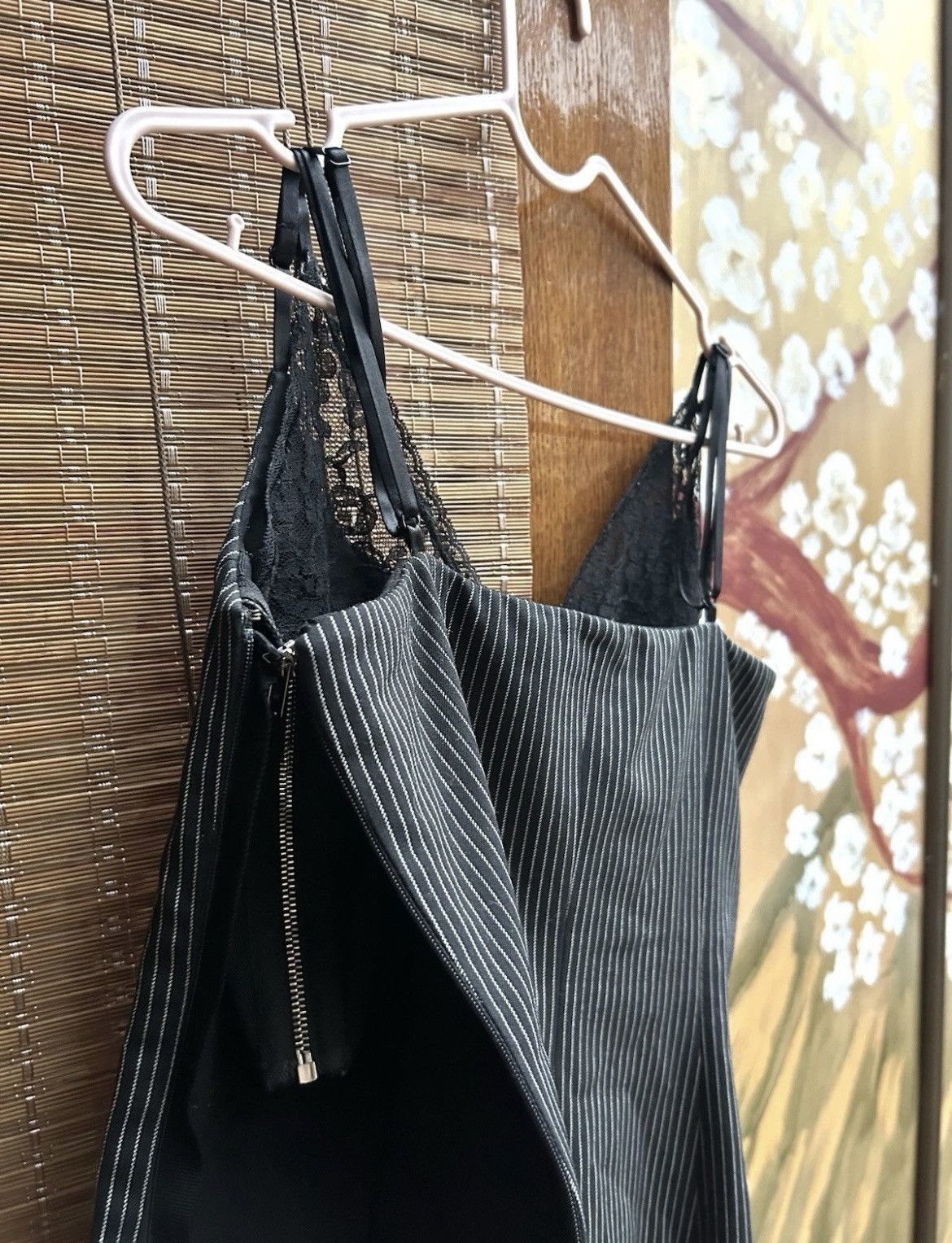 Alexander Wang Alexander Wang Pinstripe Slip Dress Lace Trim Bodycon Mini Size XS / US 0-2 / IT 36-38 - 6 Thumbnail