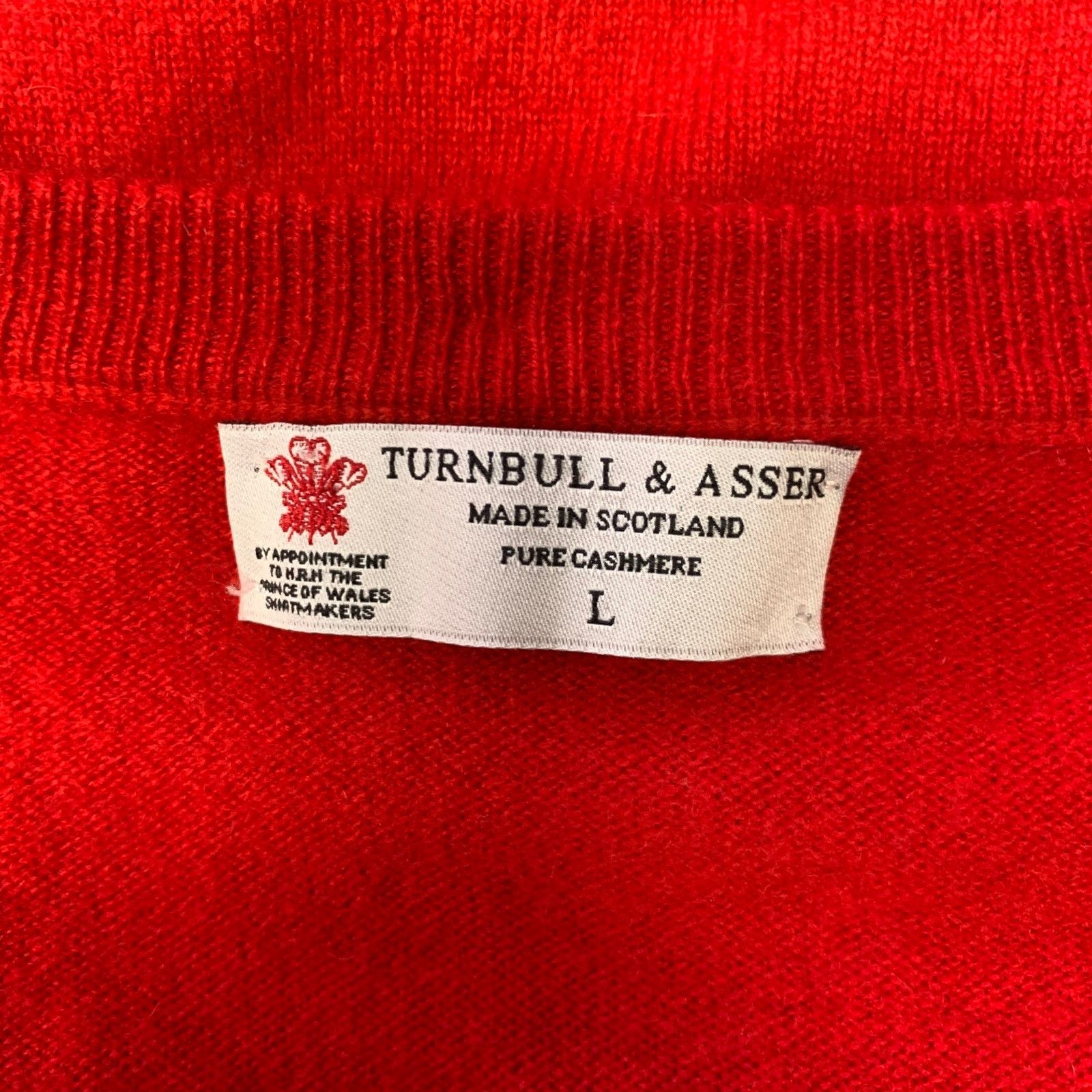 Turnbull & Asser TURNBULL & ASSER Size L Red Knitted Cashmere V-Neck Sweater Size US L / EU 52-54 / 3 - 4 Thumbnail