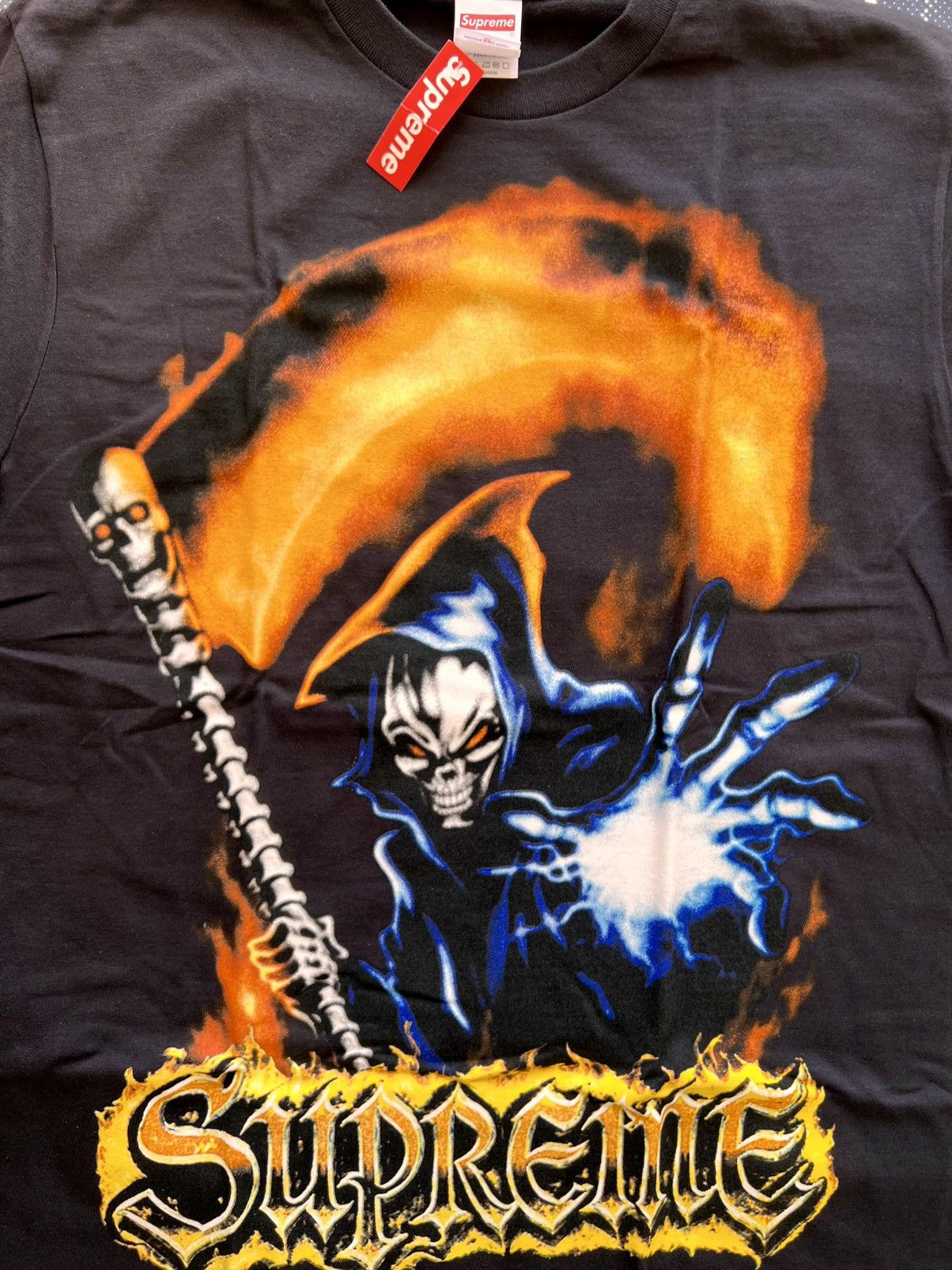 Supreme M Supreme Grim Reaper Tee Black t-shirt skeleton flames pray Size US M / EU 48-50 / 2 - 14 Thumbnail
