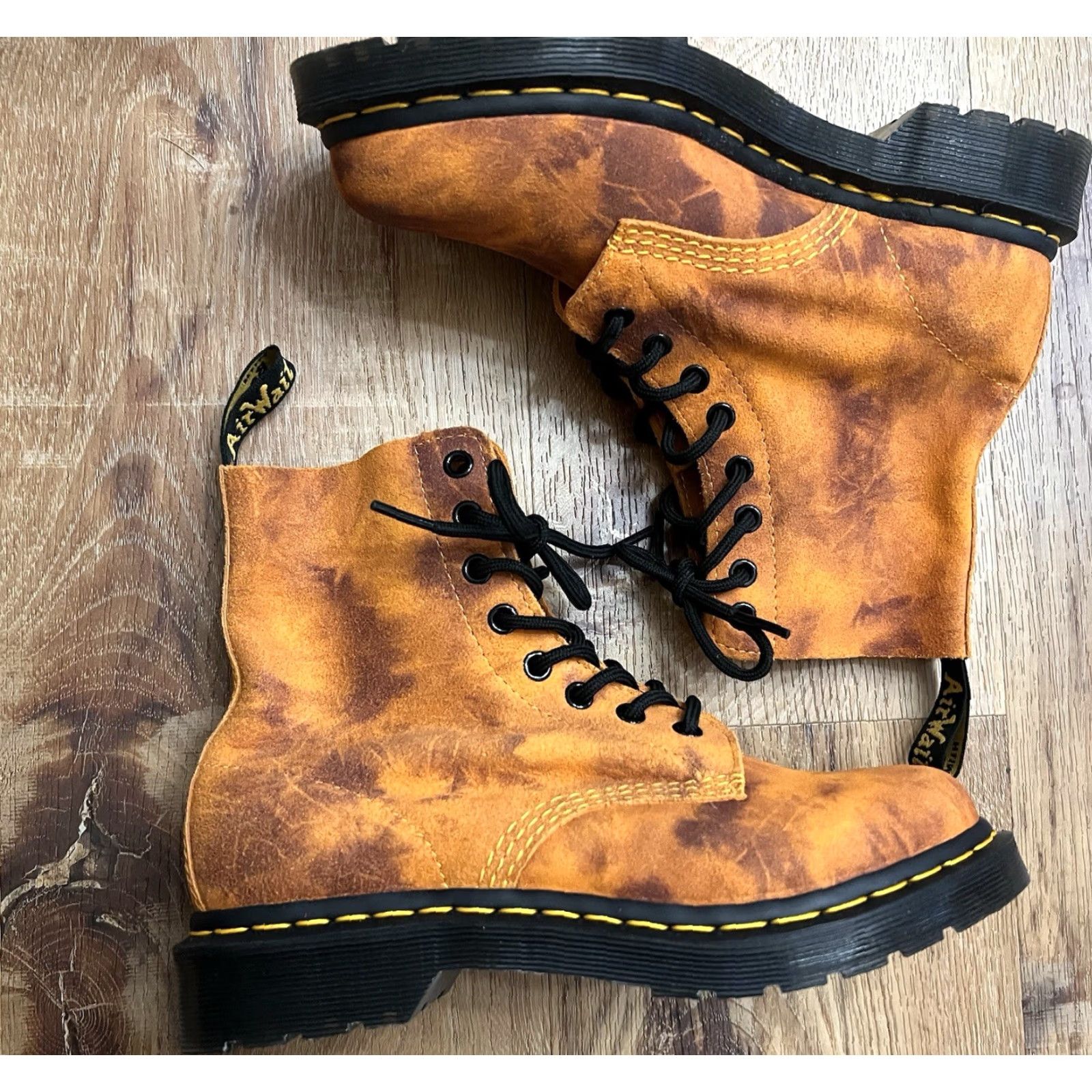 Dr. Martens DR. MARTENS 1460 Pascal Burnt Orange Tie Dye Boots Women EUC Leather Lined Comfort Rubber Sole Casual Size US 5 / IT 35 - 3 Thumbnail