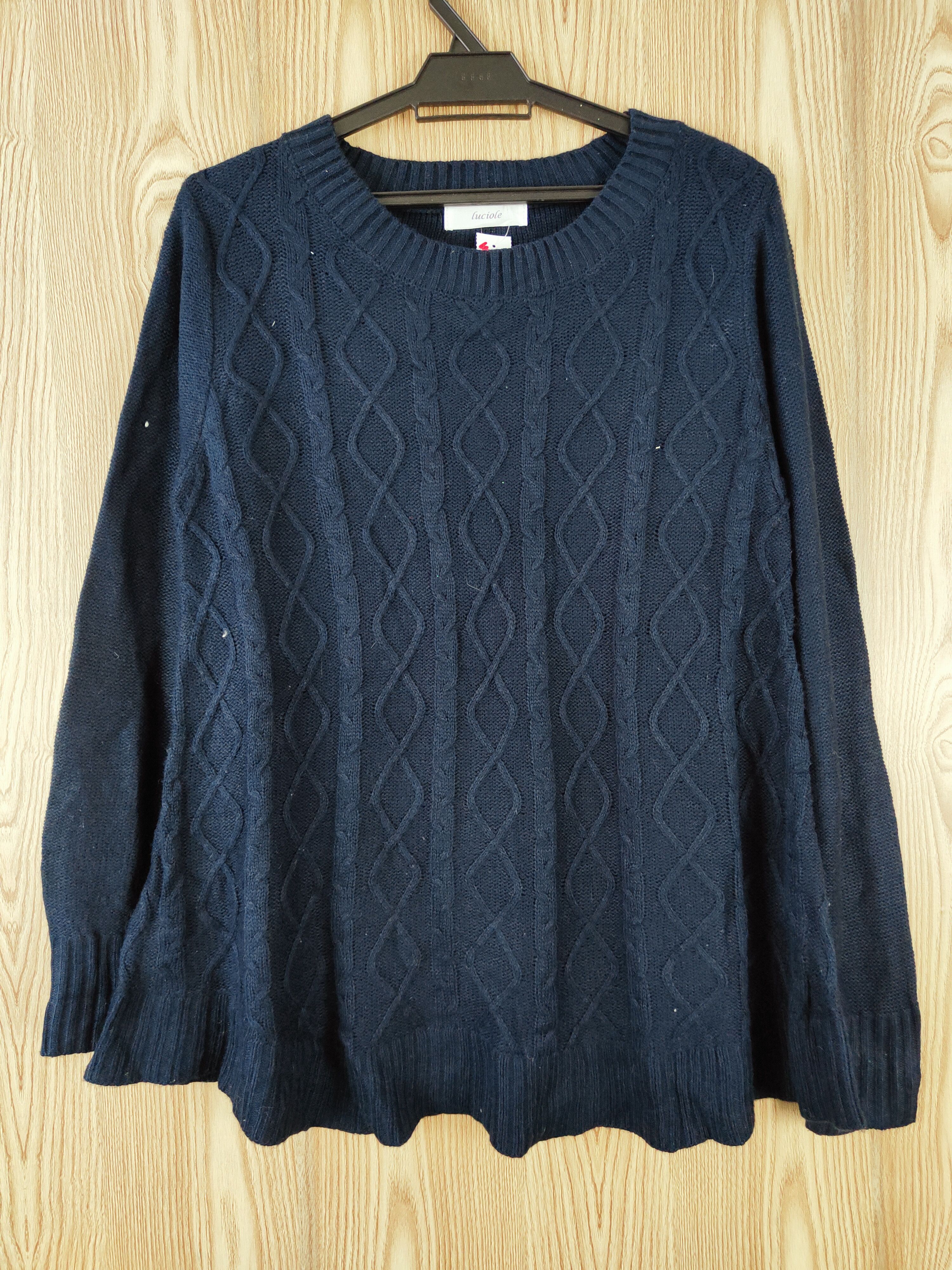 Aran Isles Knitwear × Japanese Brand × Vintage Luciole Navy Knitwear Blouses#W482 Size L / US 10 / IT 46 - 1 Thumbnail
