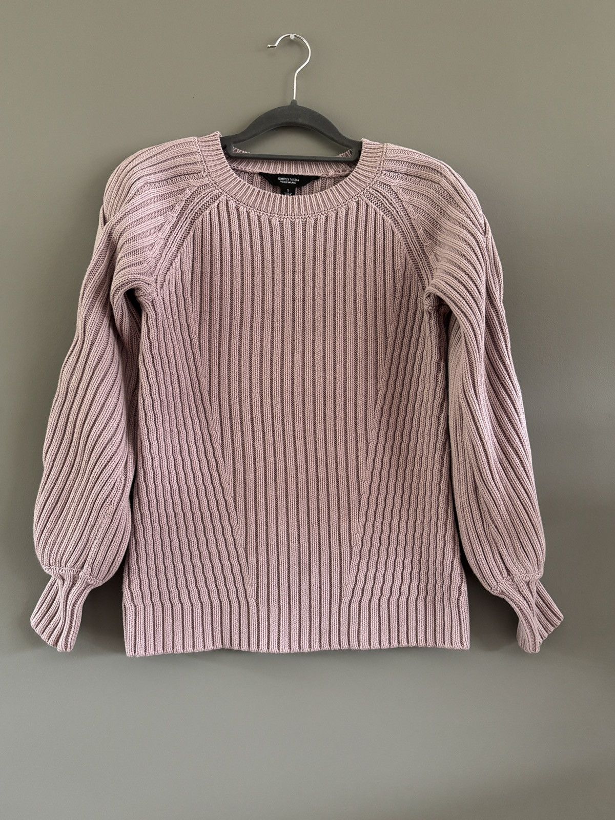 Vera Wang Simply Vera Wang Mauve Braided Sweater Chunky Comfort Size S / US 4 / IT 40 - 1 Thumbnail