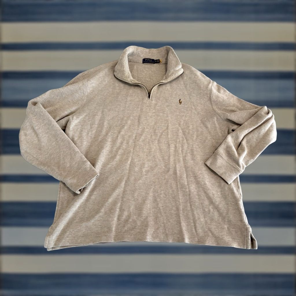 Polo Ralph Lauren Polo Ralph Lauren Pullover Sweater Quarter Zip Beige w/ Pony Mens XL Size US XL / EU 56 / 4 - 1 Thumbnail