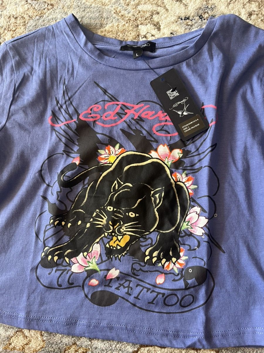 Ed Hardy ED HARDY Graphic Mesh Tattoo Arm CropTop Shirt L Size L / US 10 / IT 46 - 2 Thumbnail