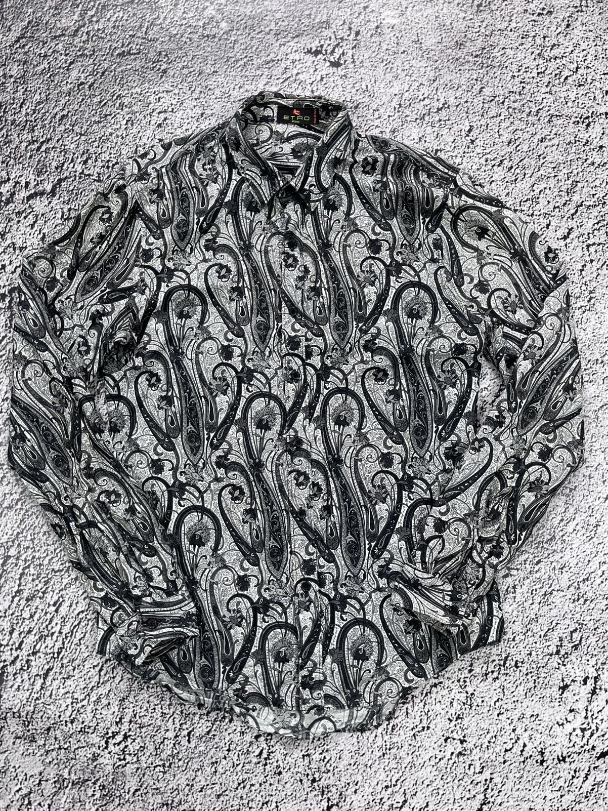 Etro ETRO Milano Black White Paisley Luxury Long Sleeve Shirt Size US M / EU 48-50 / 2 - 1 Thumbnail