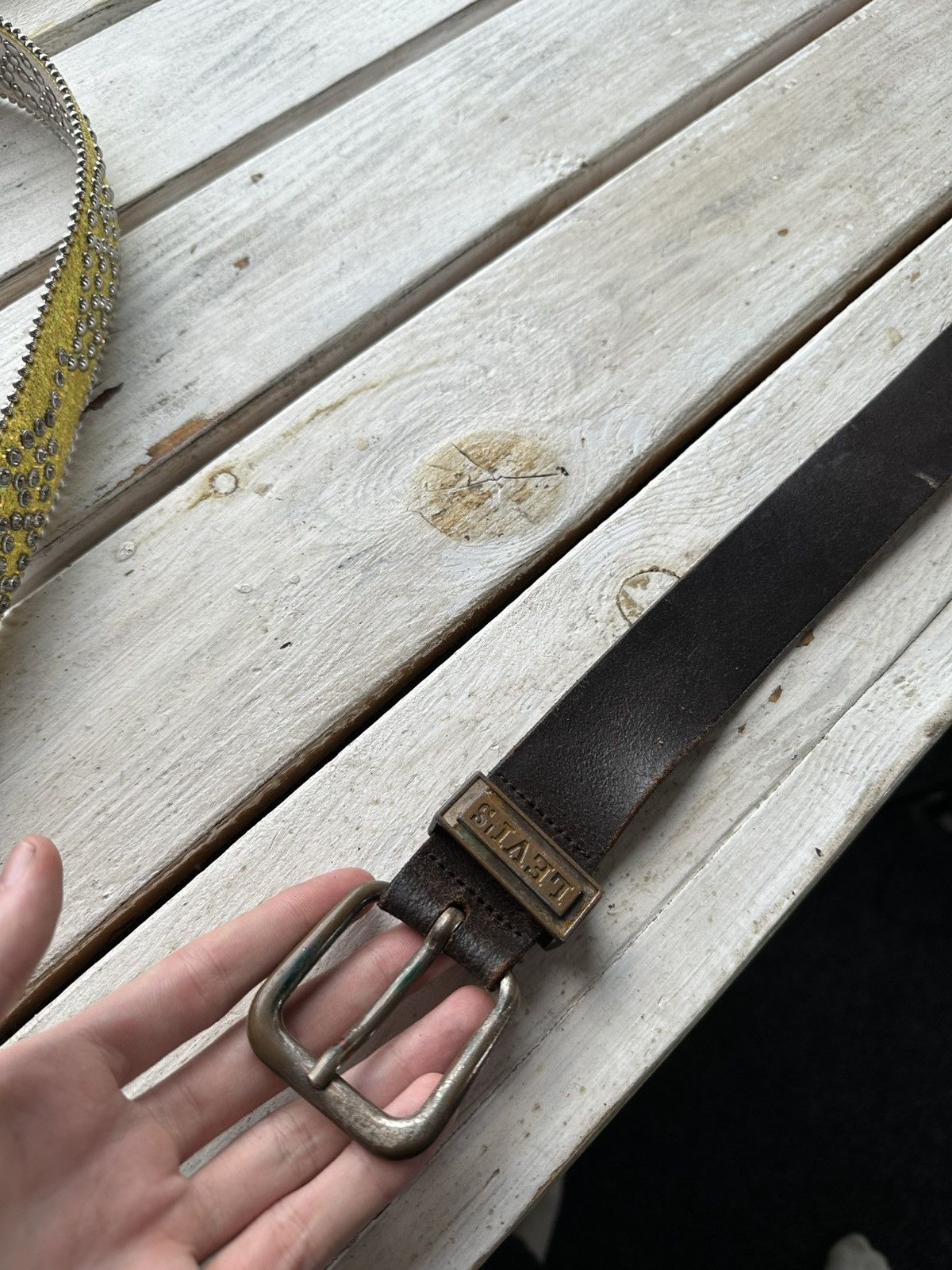 Levi's 🚨90s Levis made in usa 100% leather belt made in italy VNTG Size ONE SIZE - 2 Thumbnail