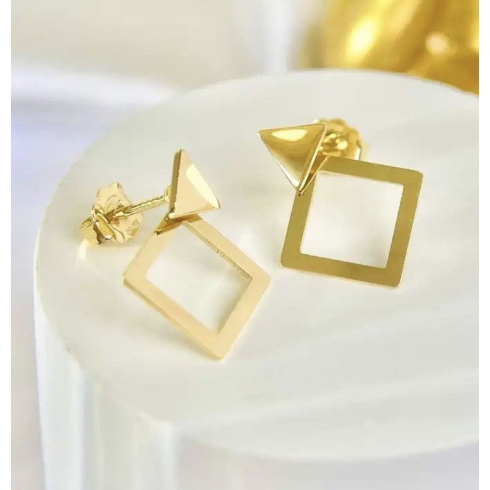 Other 18k Gold Geometric Stud Transformer Earrings Gold NWT Size ONE SIZE - 9 Thumbnail