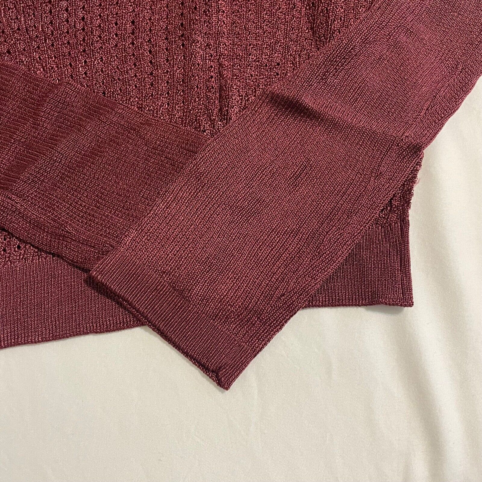 Free People Free People Shirt Large NWT Open Knit H2O Cropped Raw Garnet Size L / US 10 / IT 46 - 10 Thumbnail