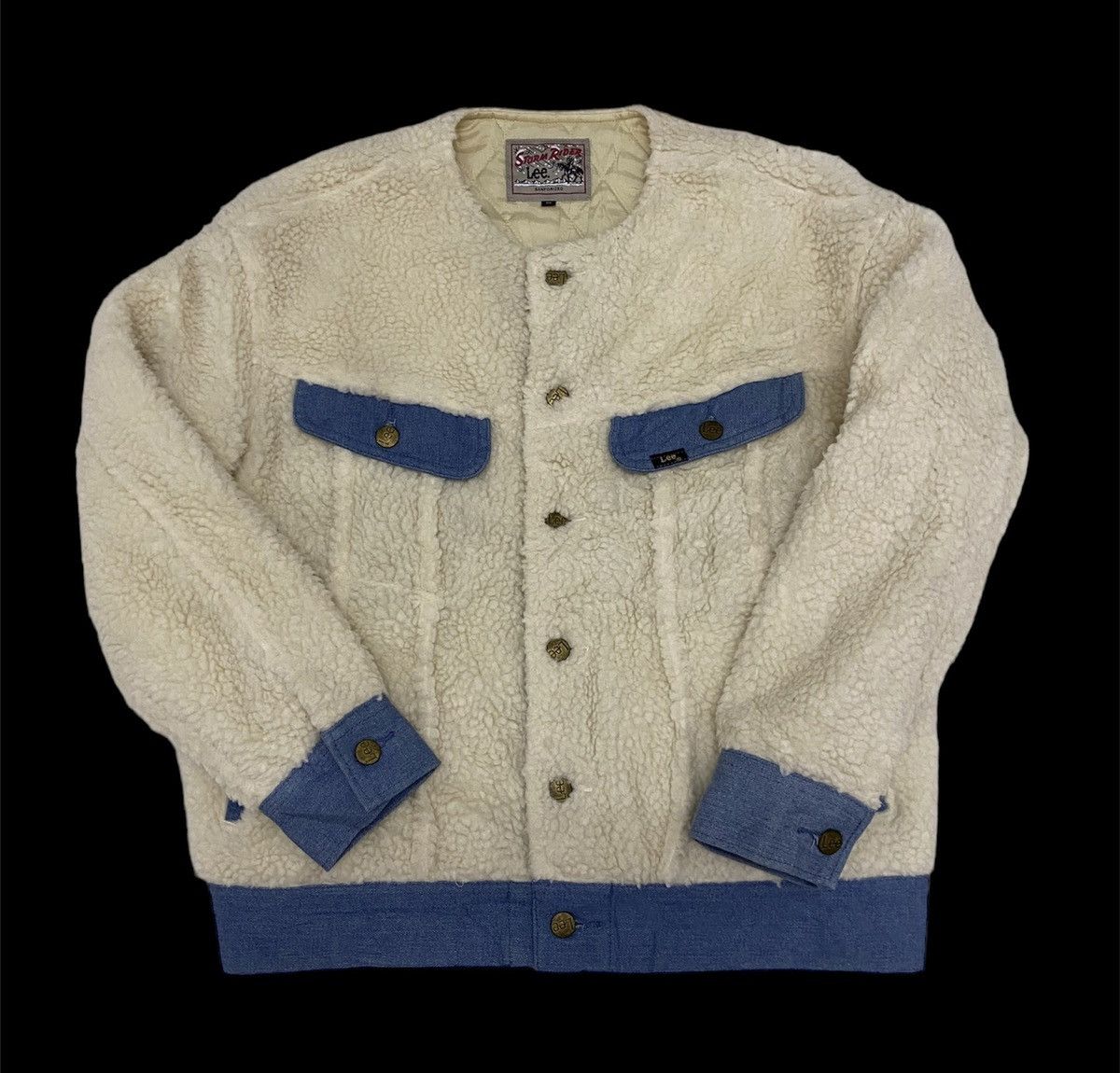 image of Vintage Lee Sanforized Storm Rider Sherpa Denim Jacket in Cream, Women's (Size Medium)