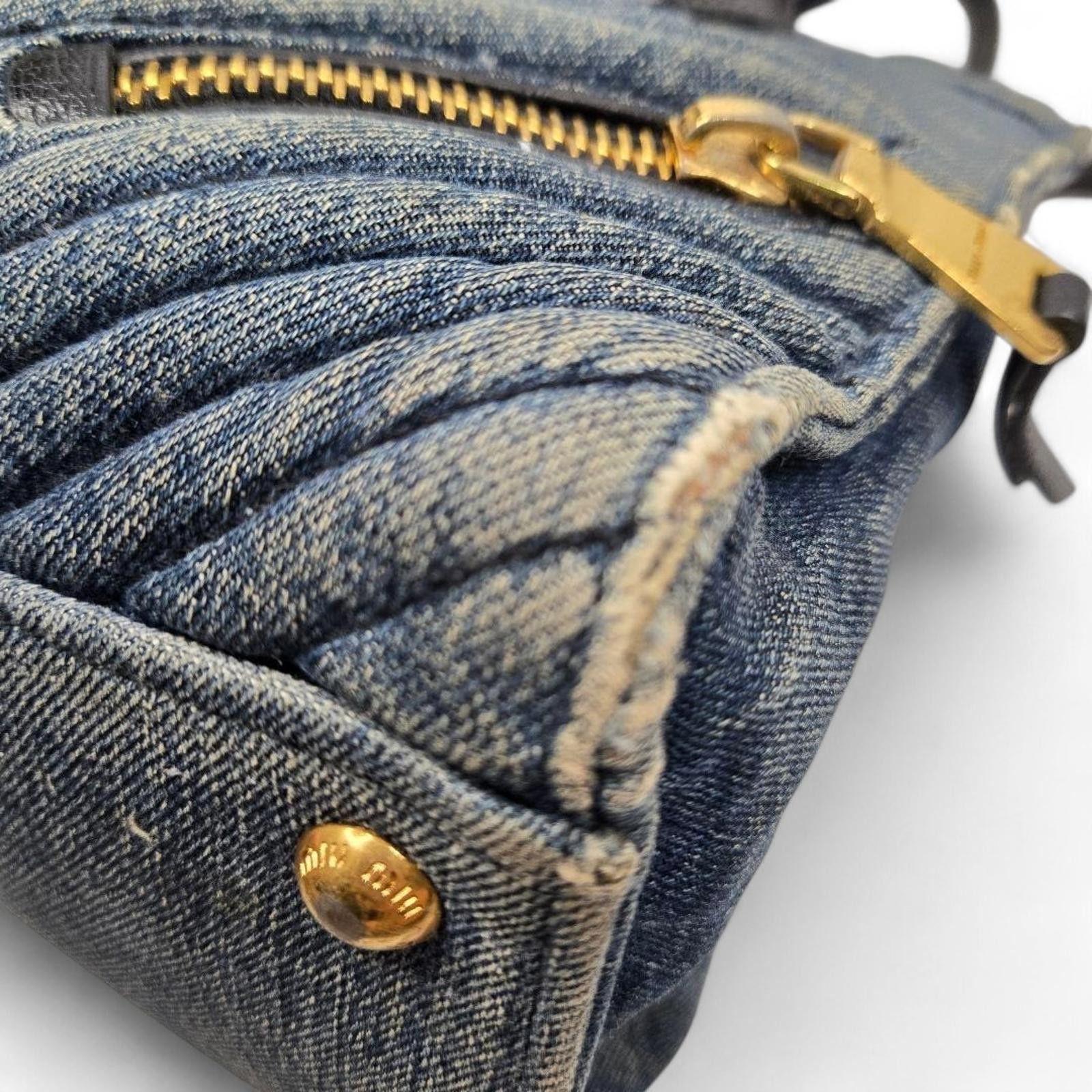 Miu Miu Miu Miu - Denim Quilted Handbag Black Leather Size ONE SIZE - 5 Thumbnail
