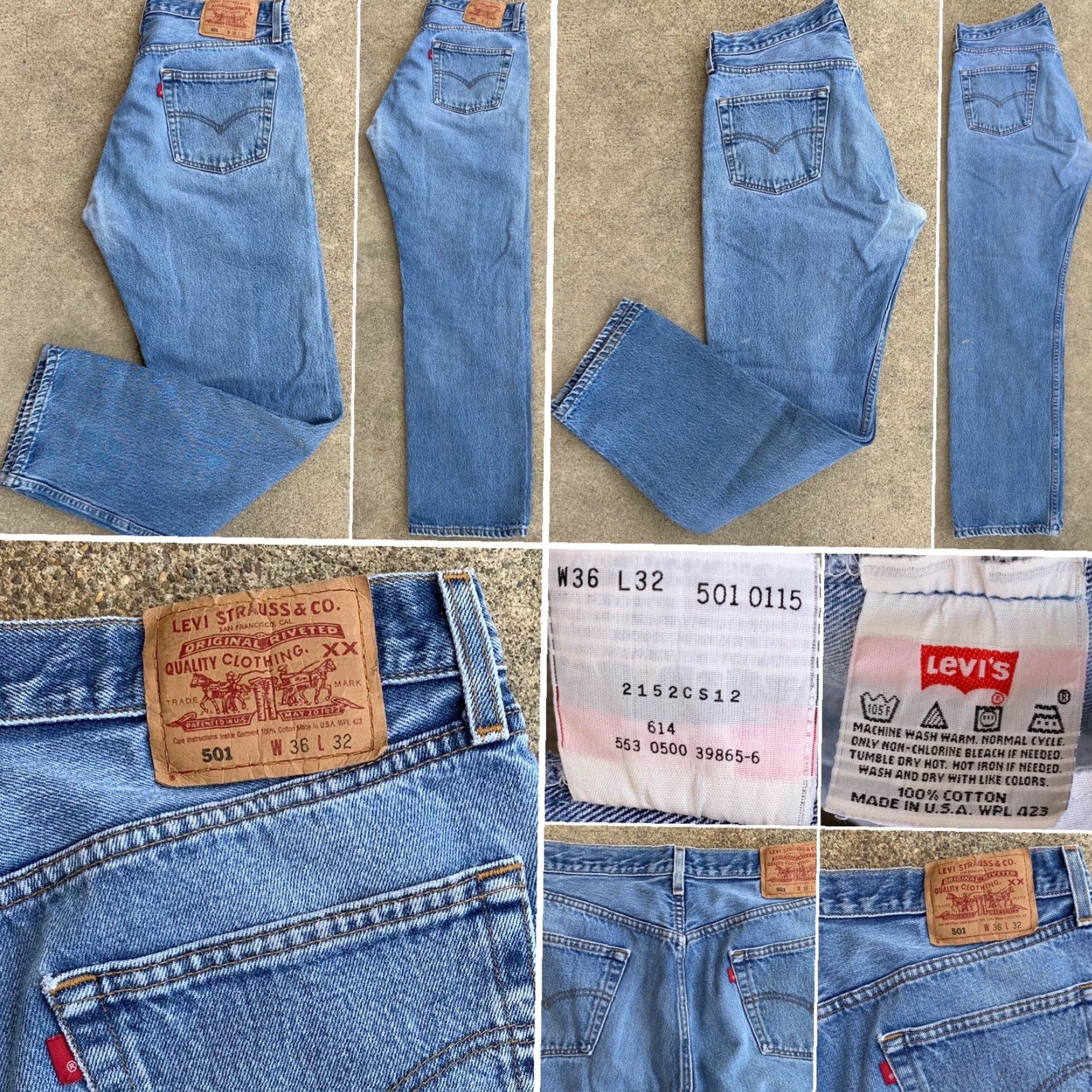 Levi's VINTAGE Levi’s jeans 501 Button Fly USA Made 34 Waist 32 Inseam Men Denim Blue 5-Pocket 501 Model Leather Belt Loops Shoes Size US 36 / EU 52 - 2 Thumbnail