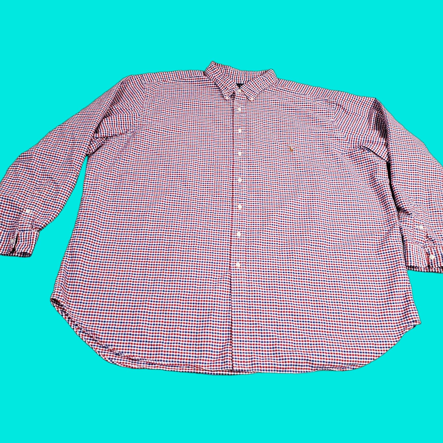 Ralph Lauren Ralph Lauren Shirt Mens 4XLT Tall White Blue Red Button Up Long Sleeve Oxford Shirt Mens Long Sleeve Button-Up 4XLT White Blue Red Oxford Ralph Lauren Size US XXL / EU 58 / 5 - 1 Thumbnail