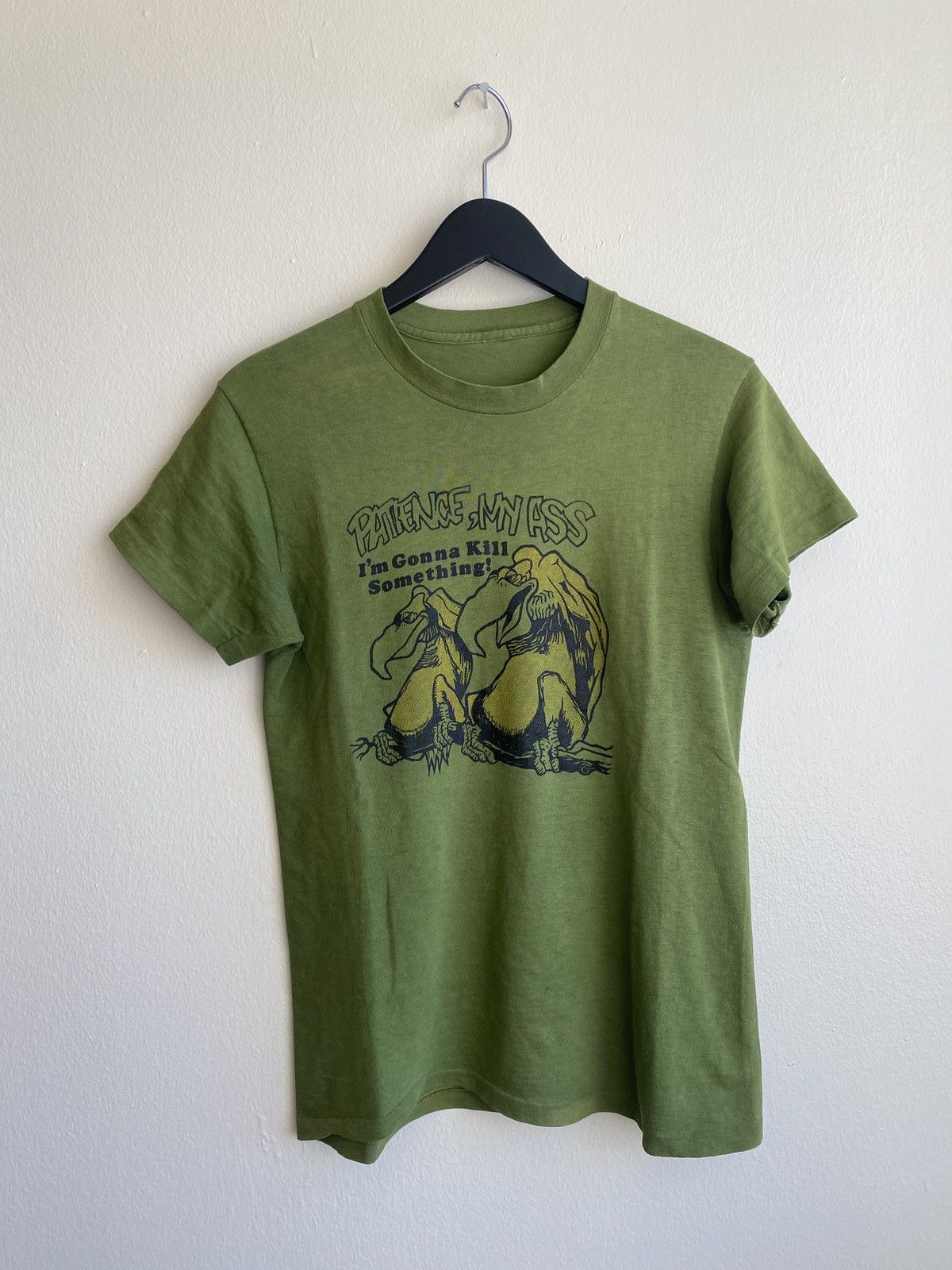 image of Vintage 70's Cartoon Caricature Tee in Raw Olive, Men's (Size XS)