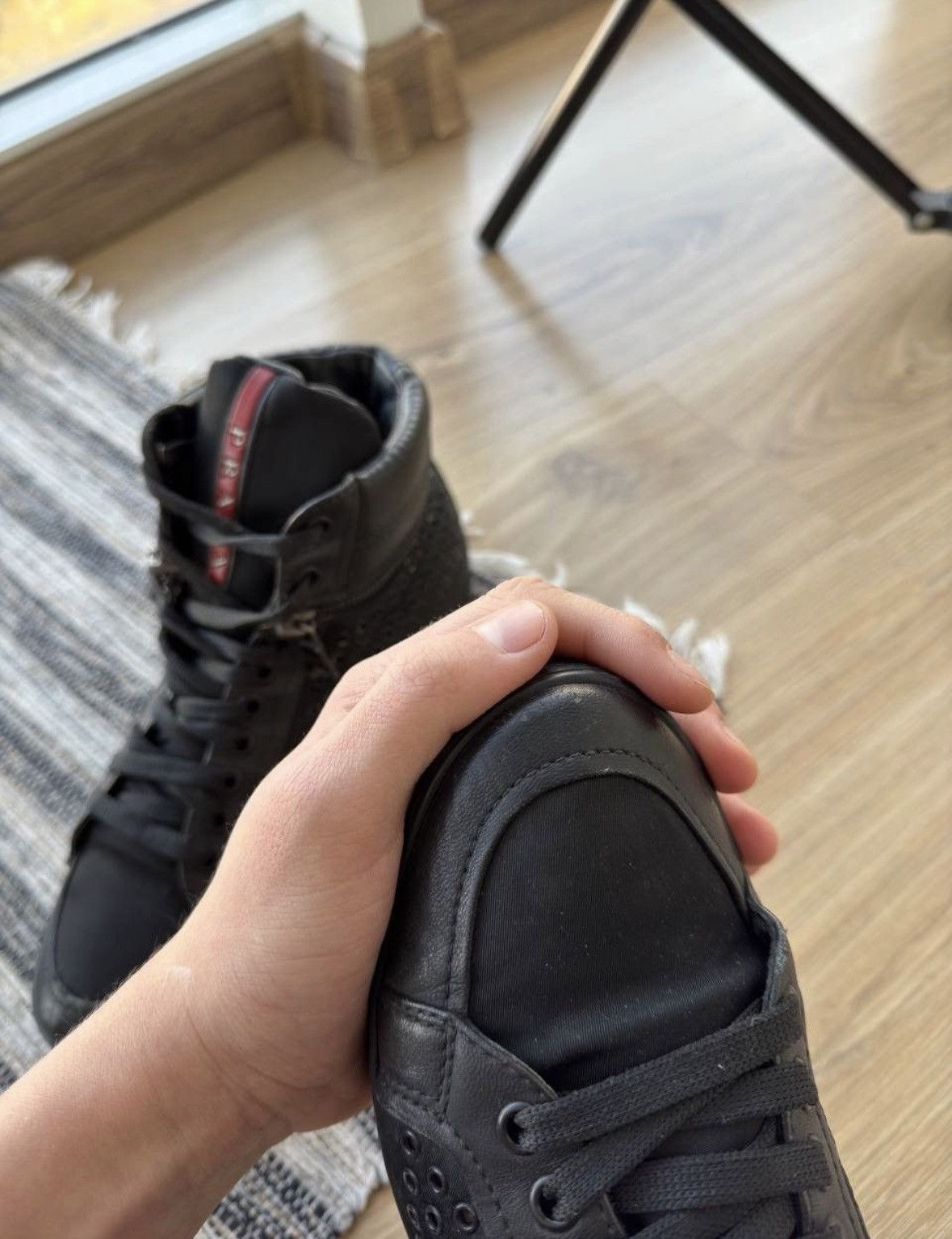 Prada × Vintage Vintage Prada Studded leather Hi top shoes (size 38) Size US 8 / IT 38 - 6 Thumbnail