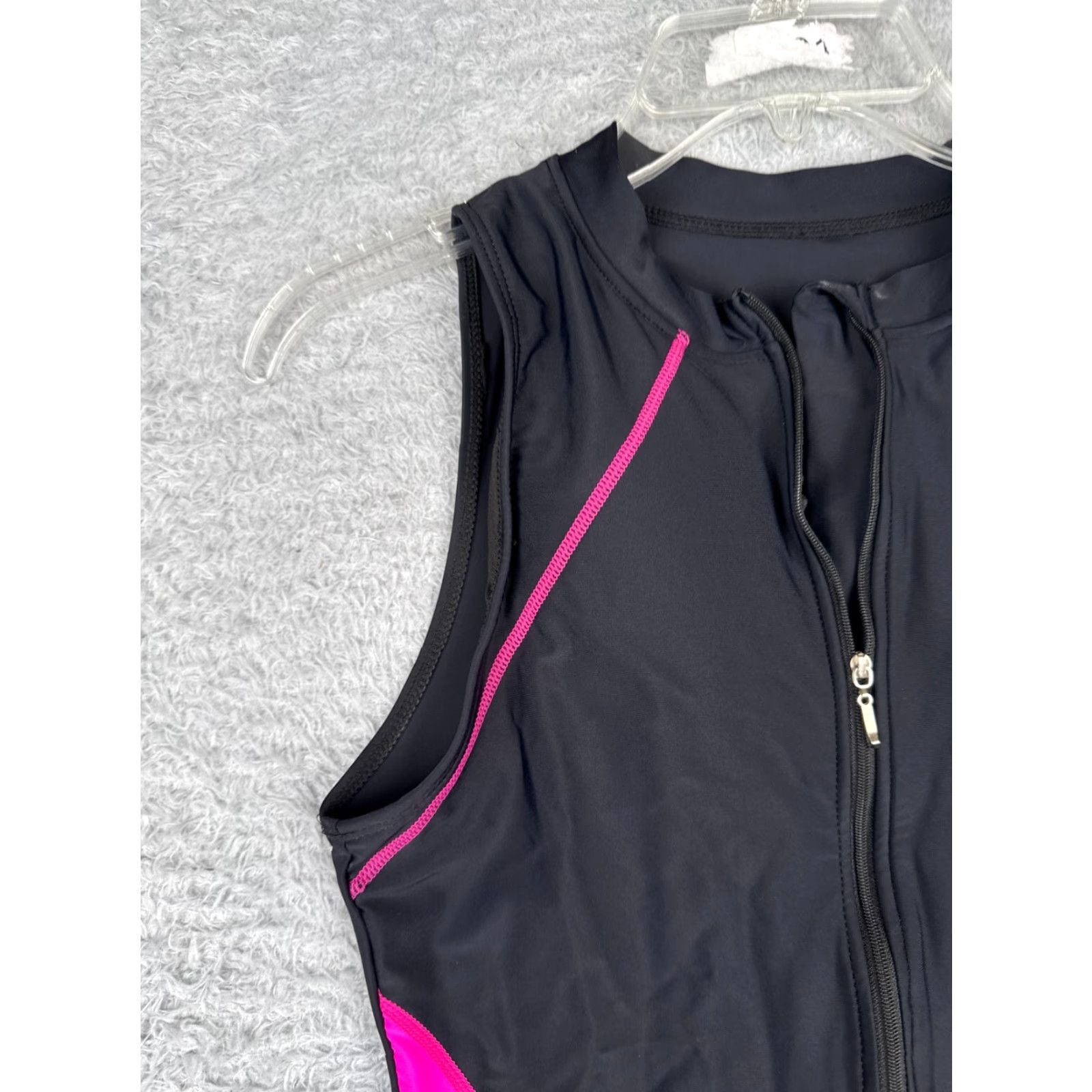 Vintage Swimsuit One Piece Black Sleeveless Sports Womens Medium Size ONE SIZE - 3 Thumbnail