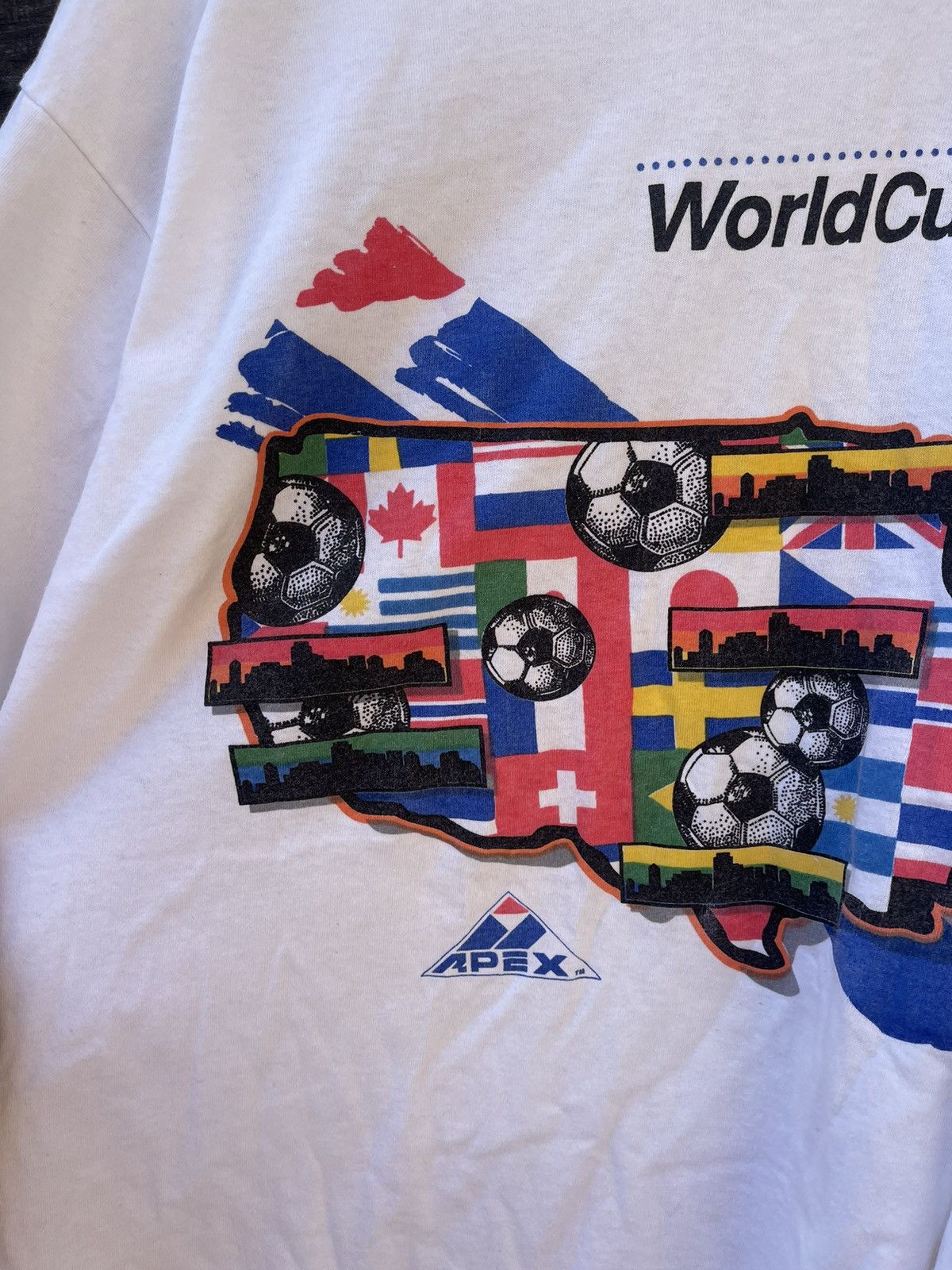 Vintage USA 1994 World Cup vintage Apex One white t-shirt tee Size US XL / EU 56 / 4 - 6 Thumbnail
