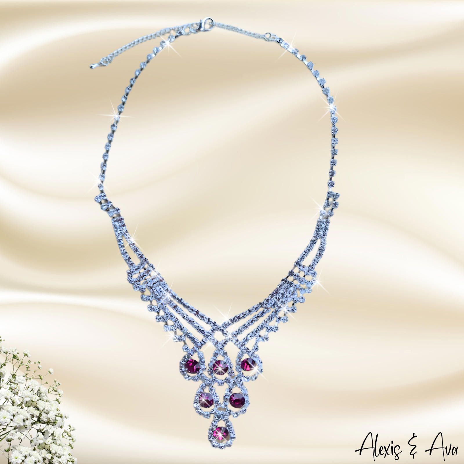 Other Bib Necklace Rhinestones 16” + Adjustable Mother's Day Gift Size ONE SIZE - 1 Thumbnail