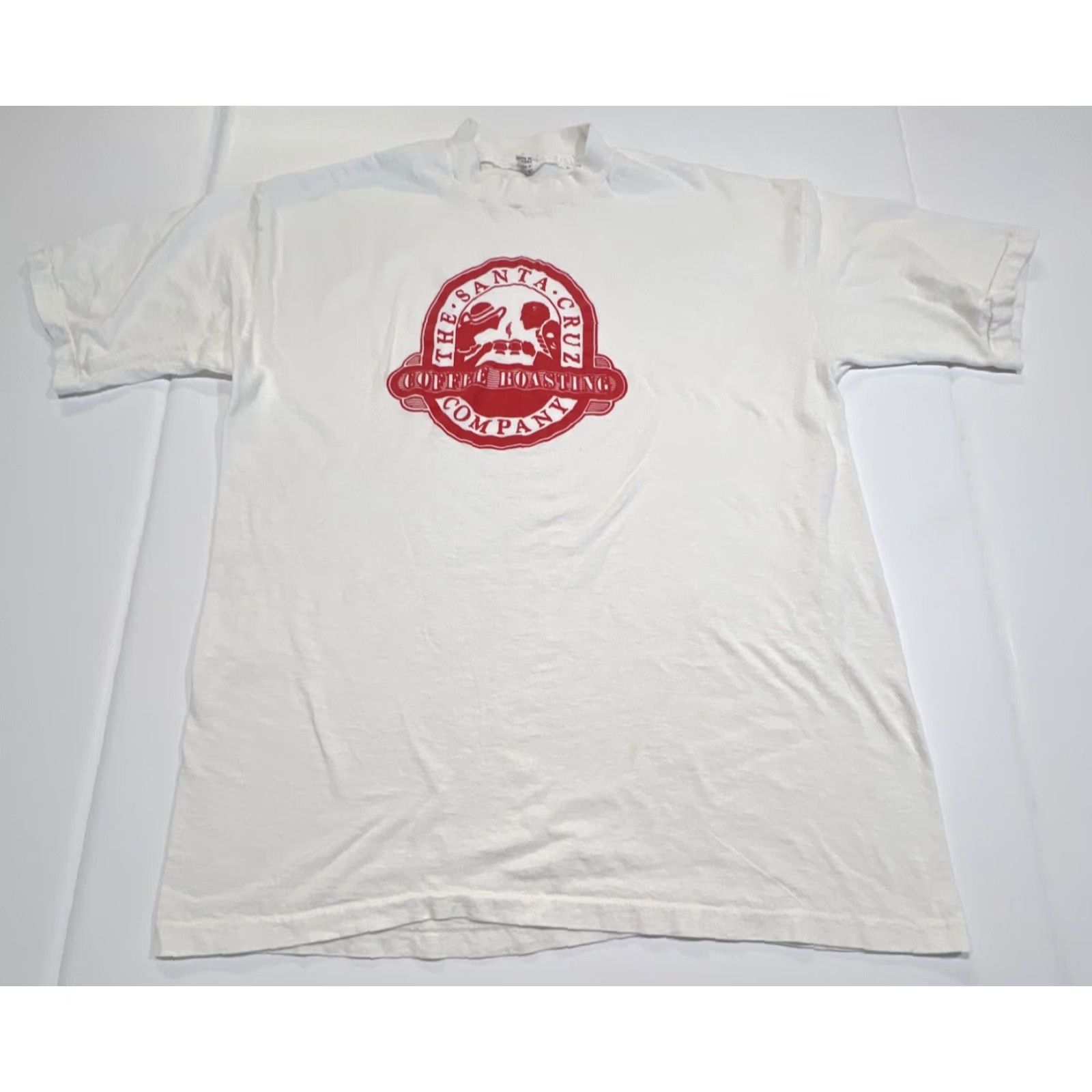 Vintage VINTAGE Santa Cruz Coffee Roasting Company T Shirt Unisex Large White 1990s Graphic Tee Mens Womens Size US L / EU 52-54 / 3 - 3 Thumbnail