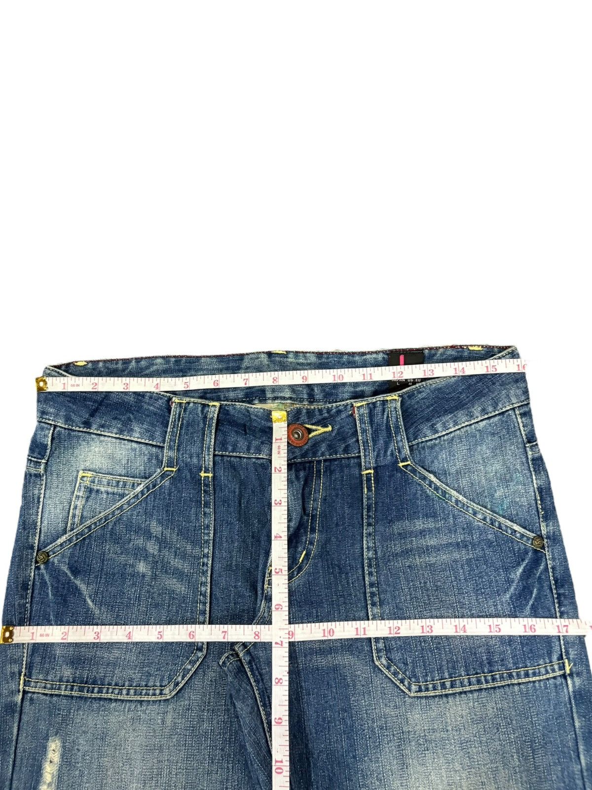 Hysteric Glamour Vintage Japanese Kissmark Distress Low Rise Flare Jeans Size 32" / US 10 / IT 46 - 7 Thumbnail