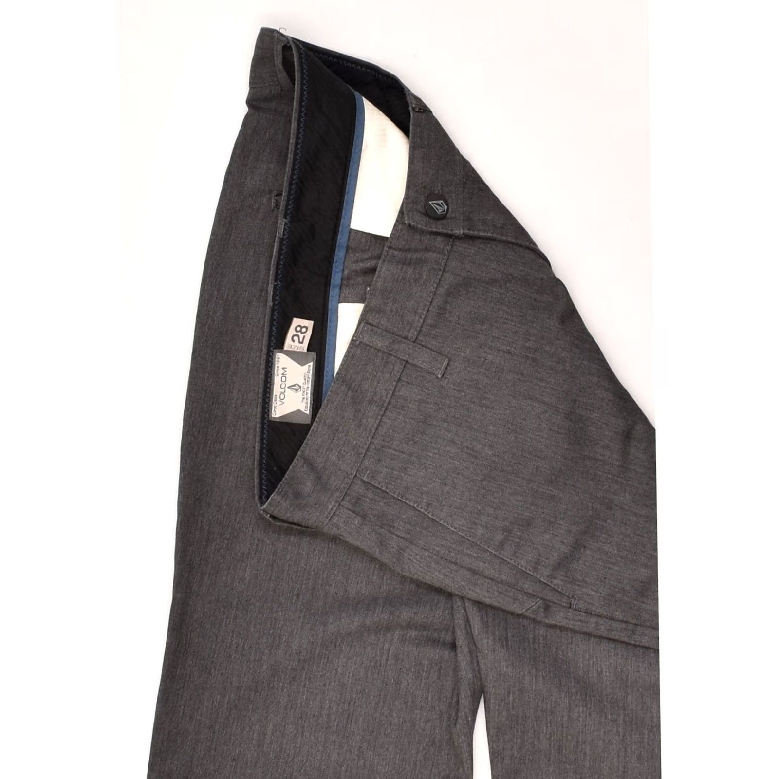 Volcom VOLCOM Womens Straight Chino Trousers Grey Polyester W28 L29 Size 28" / US 6 / IT 42 - 3 Thumbnail