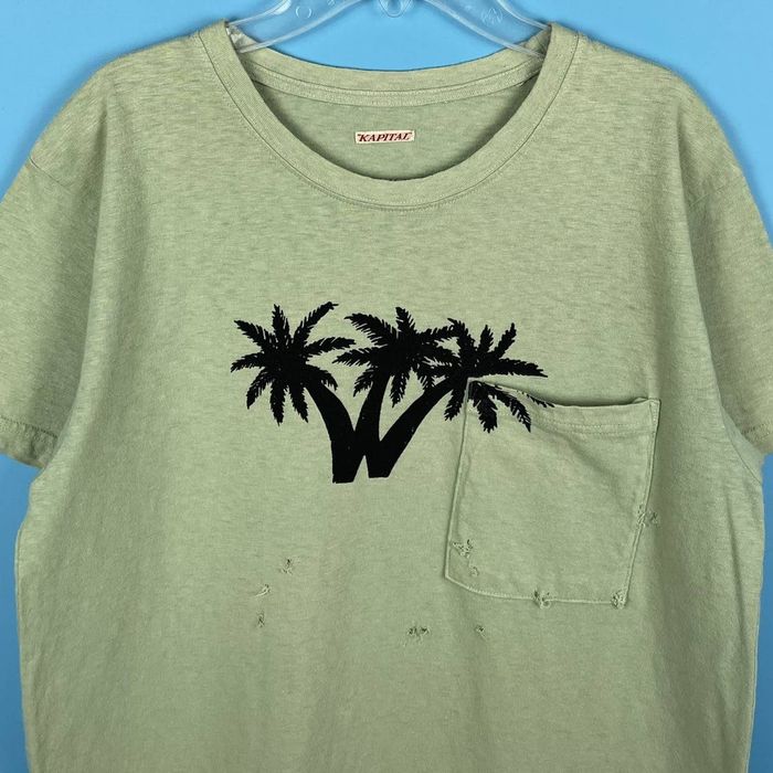 Kapital 🏝️KAPITAL Palm Trees Distressed Pocket T | Grailed