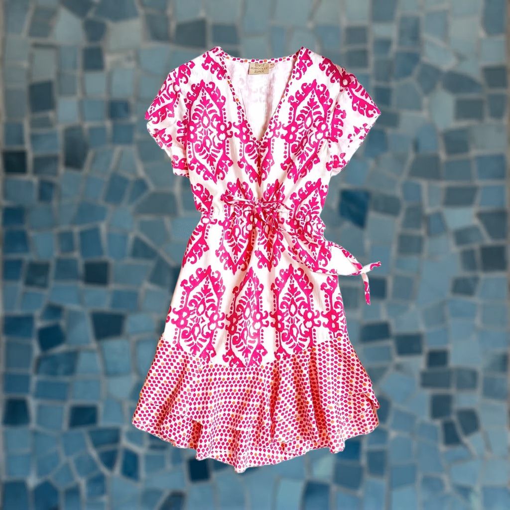 Vintage Rungolee Bellini Cotton Mini Dress Pink Ikat Women's XS Size XS / US 0-2 / IT 36-38 - 1 Thumbnail