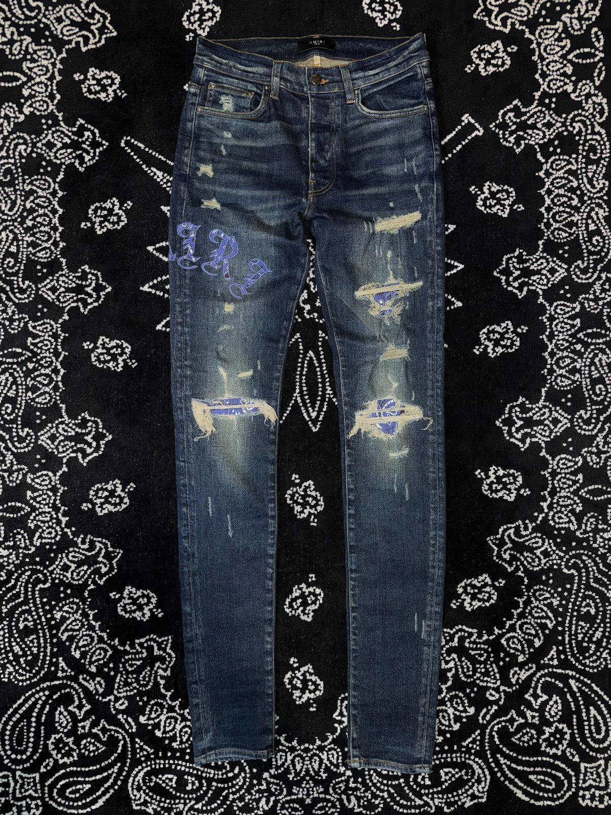 Amiri AMIRI BANDANA PURPLE ENGLISH LOGO JEANS Size US 30 / EU 46 - 12 Thumbnail